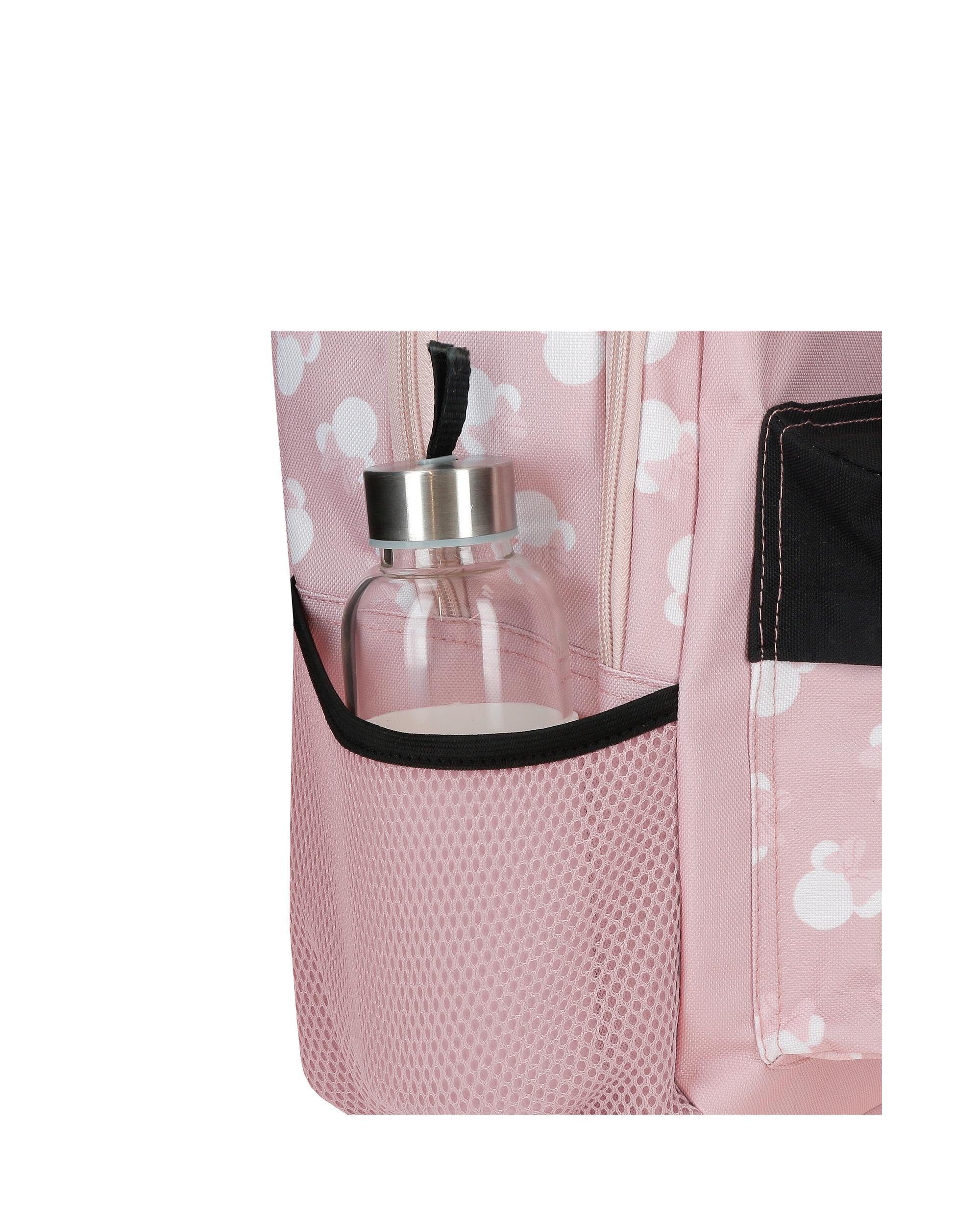 Mochila Escolar Minnie Heads 38cm Adaptável a Carro Rosa-6