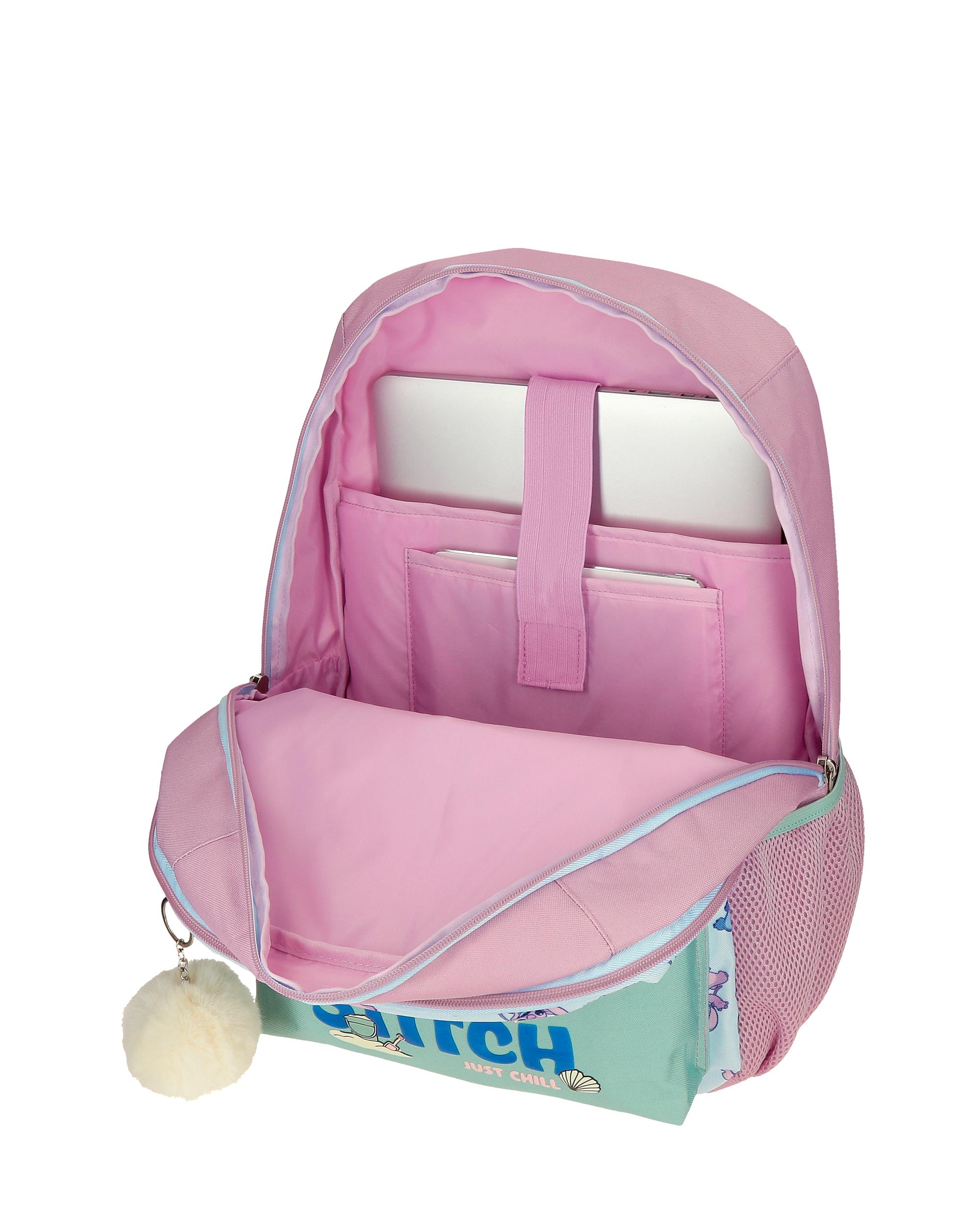 Mochila Stitch Just Chill de Dois Compartimentos 44 Cm Verde-4