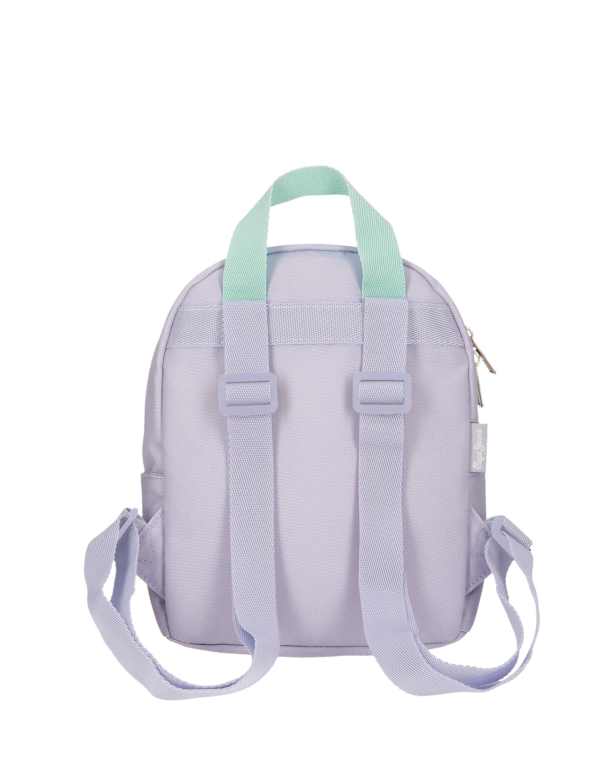 Mochila Escolar Renata com Bolso Frontal e Porta-chaves Decorativo Roxo-3