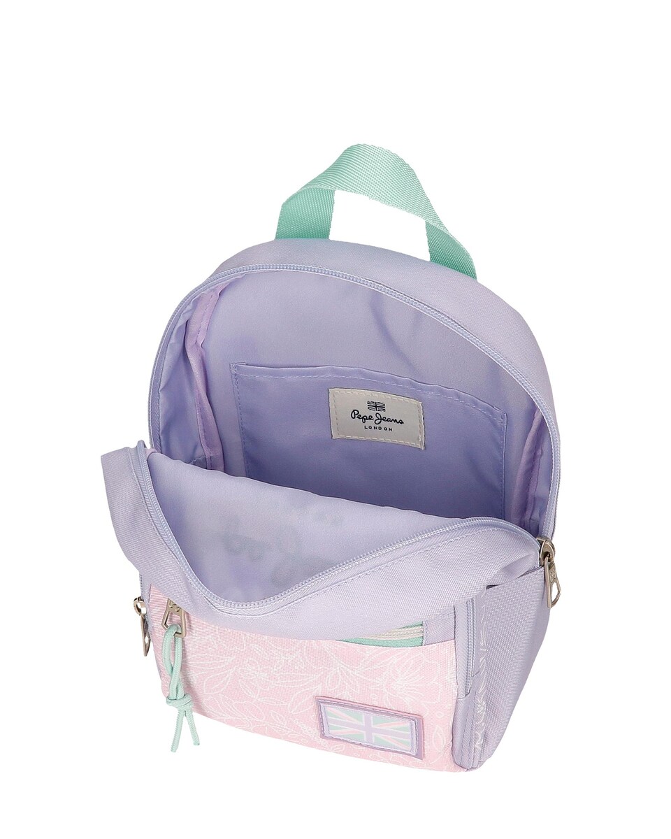 Mochila Escolar Renata com Bolso Frontal e Porta-chaves Decorativo Roxo-4