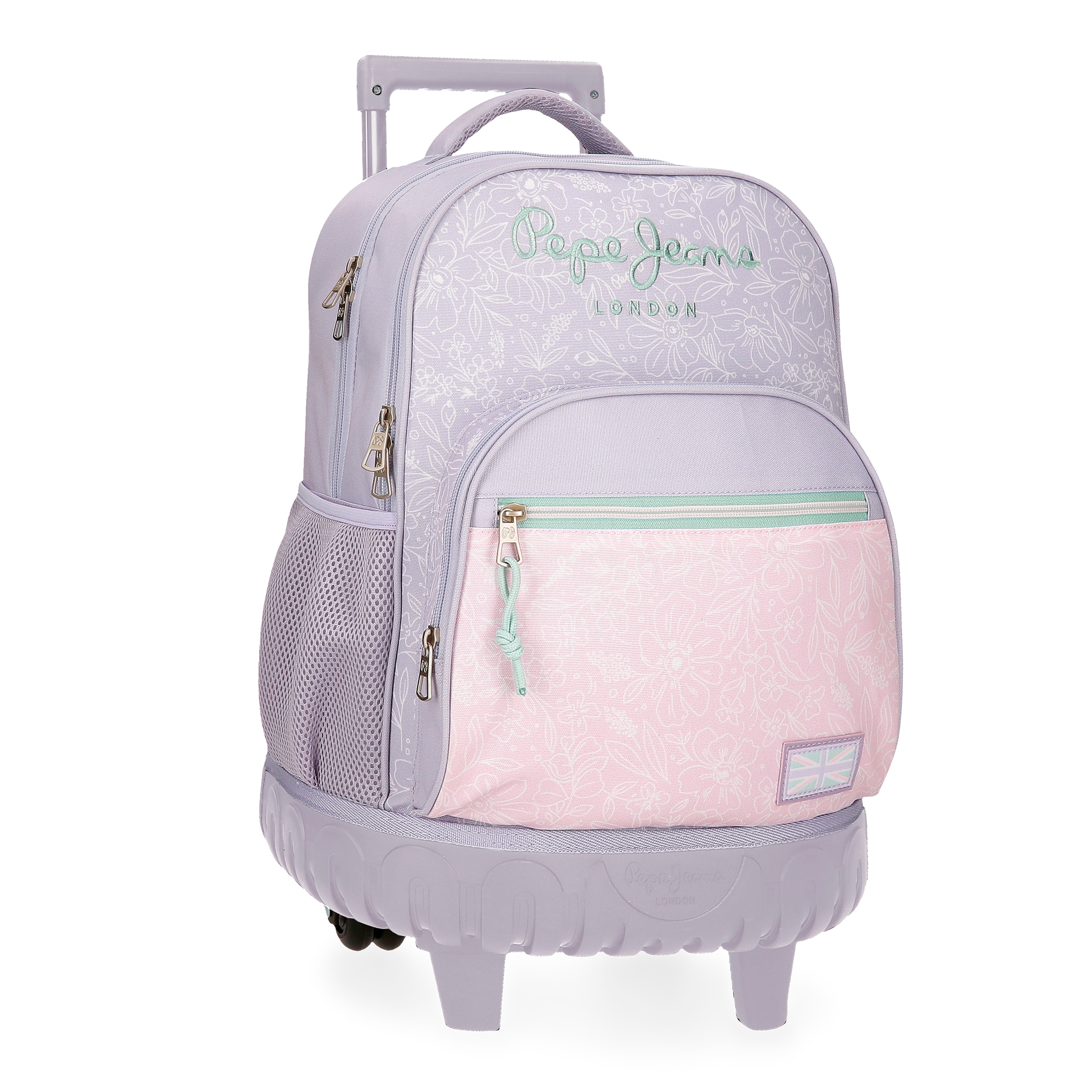 Mochila com Rodas Renata e Pompom Decorativo Roxo-1