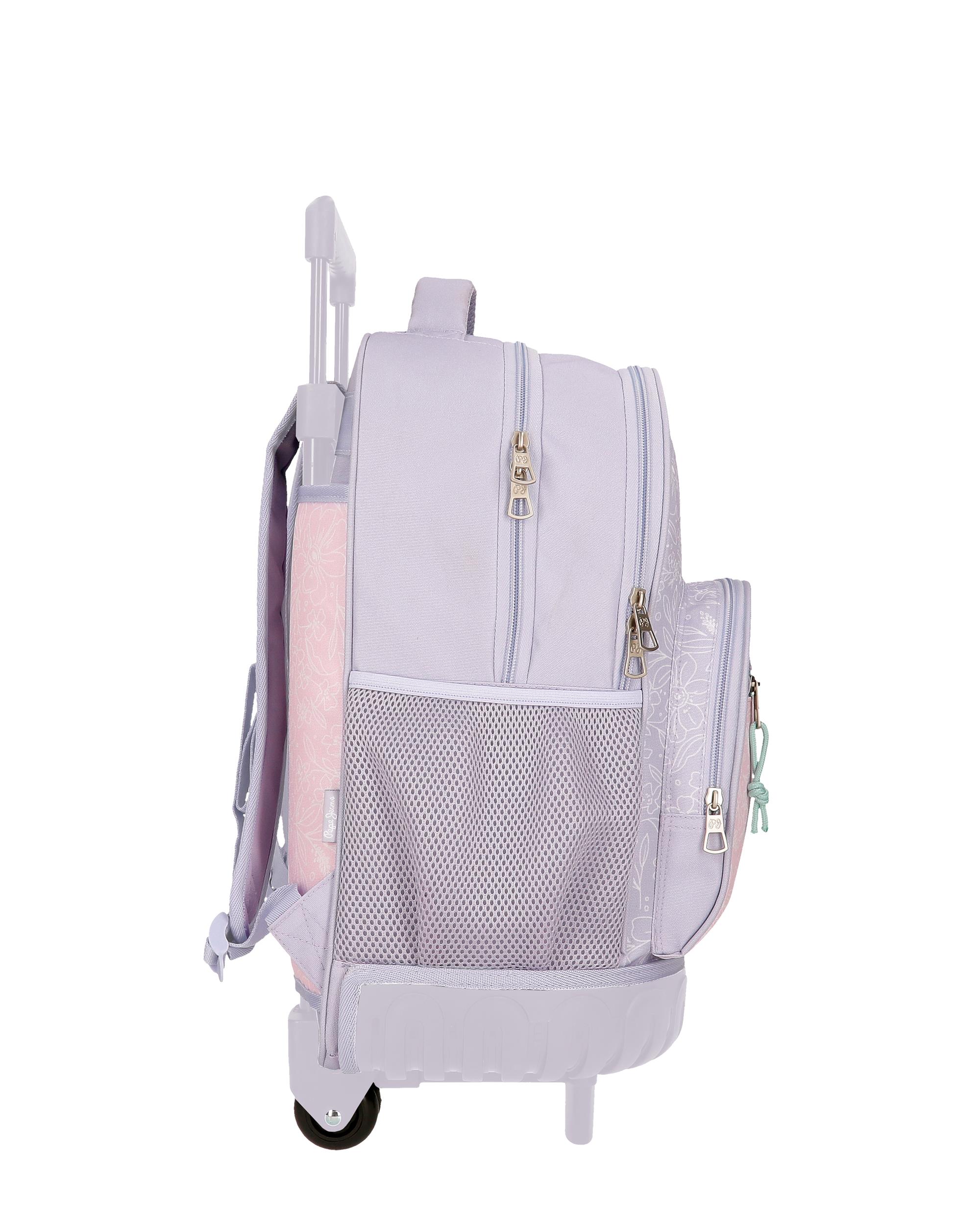 Mochila com Rodas Renata e Pompom Decorativo Roxo-2