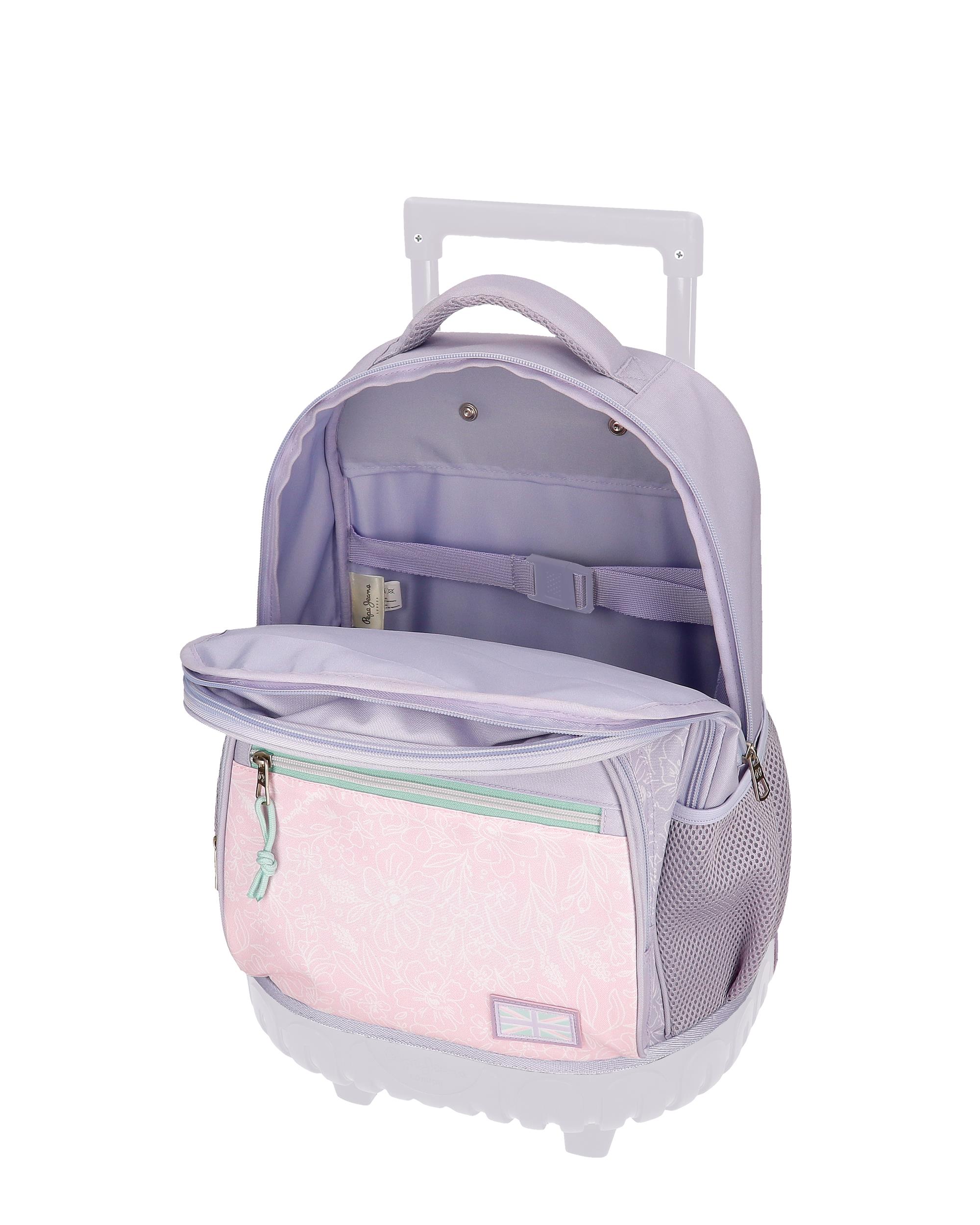 Mochila com Rodas Renata e Pompom Decorativo Roxo-4