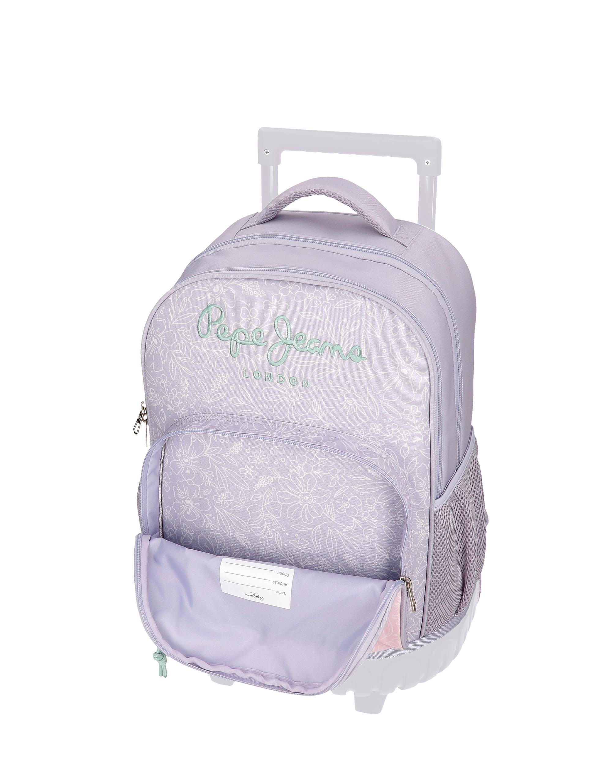 Mochila com Rodas Renata e Pompom Decorativo Roxo-5