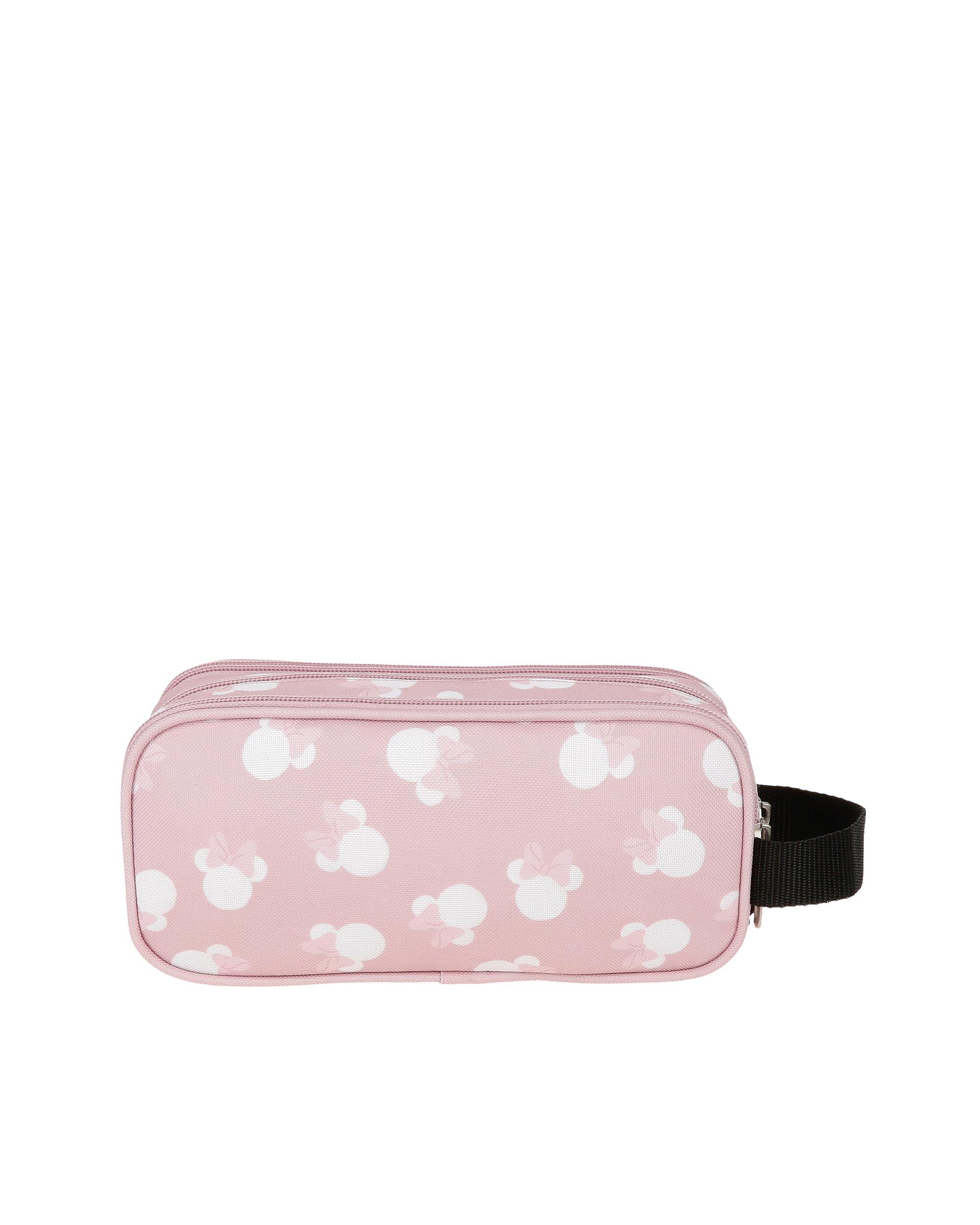 Estojo Minnie Heads Triplo Compartimento Rosa-3