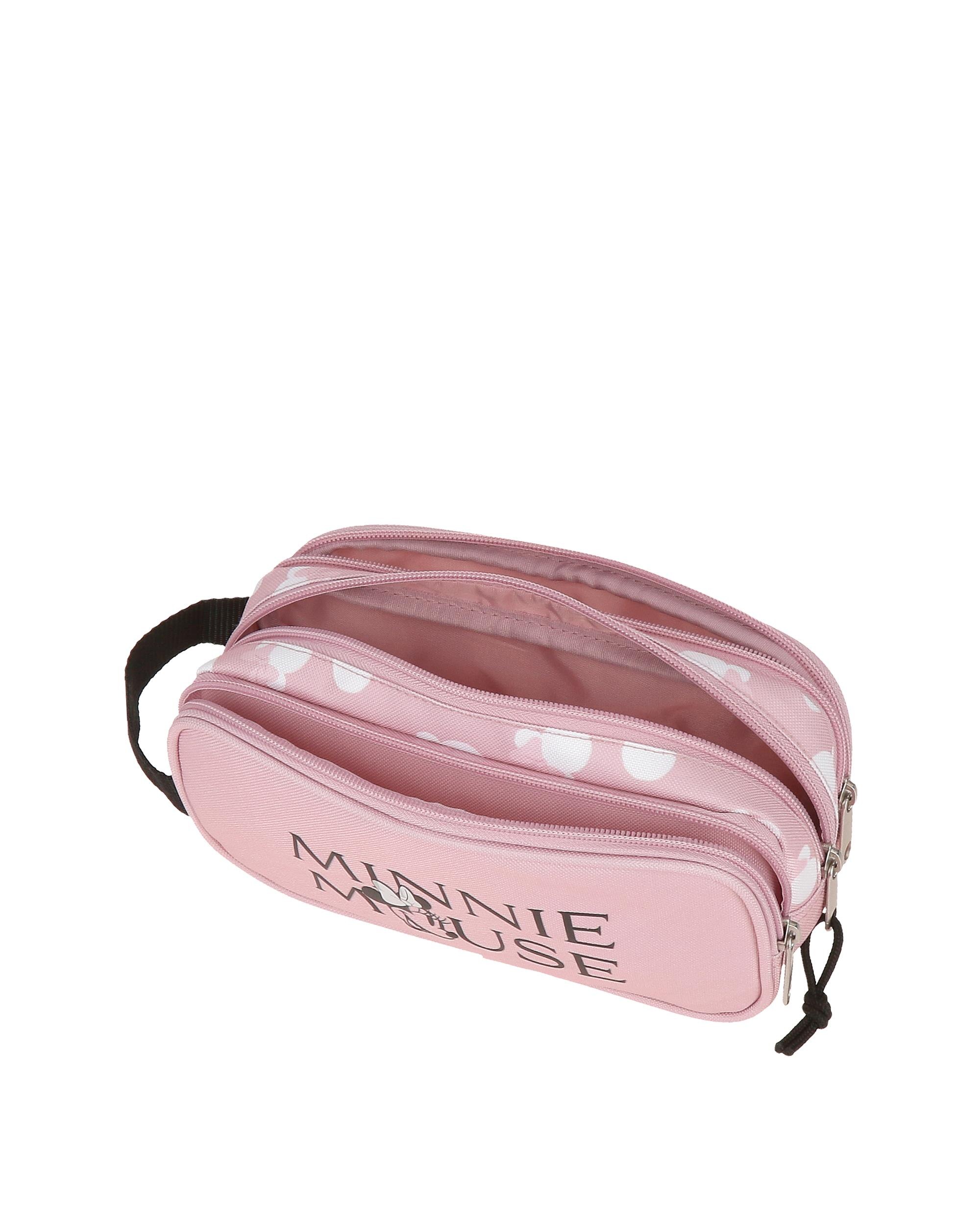 Estojo Minnie Heads Triplo Compartimento Rosa-4