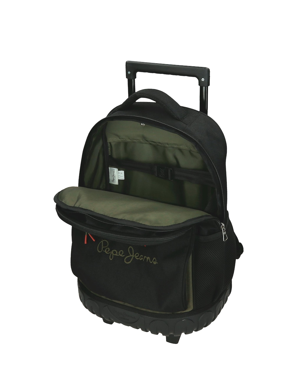 Mochila com Rodas Ponder de Compartimento Duplo e Bolsos Laterais Preto-4