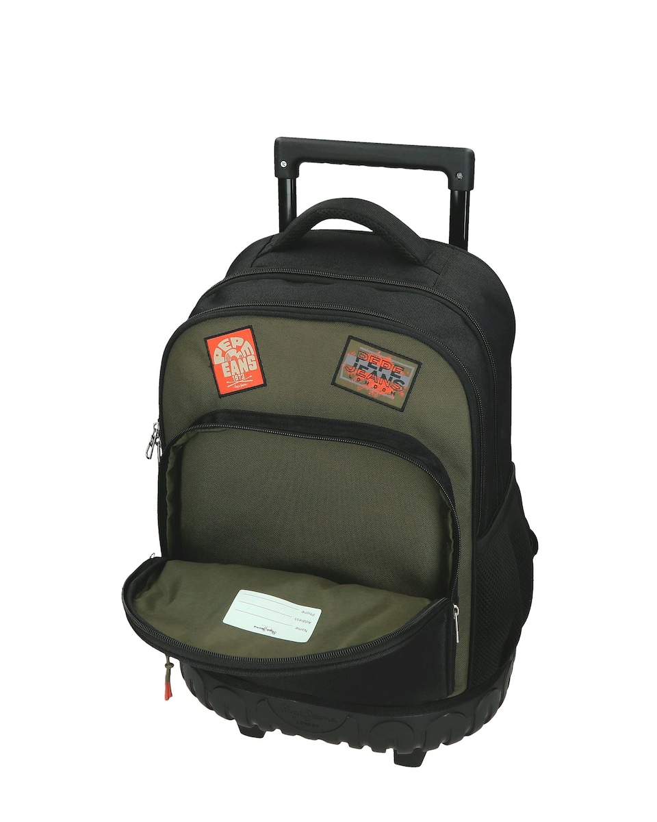 Mochila com Rodas Ponder de Compartimento Duplo e Bolsos Laterais Preto-6