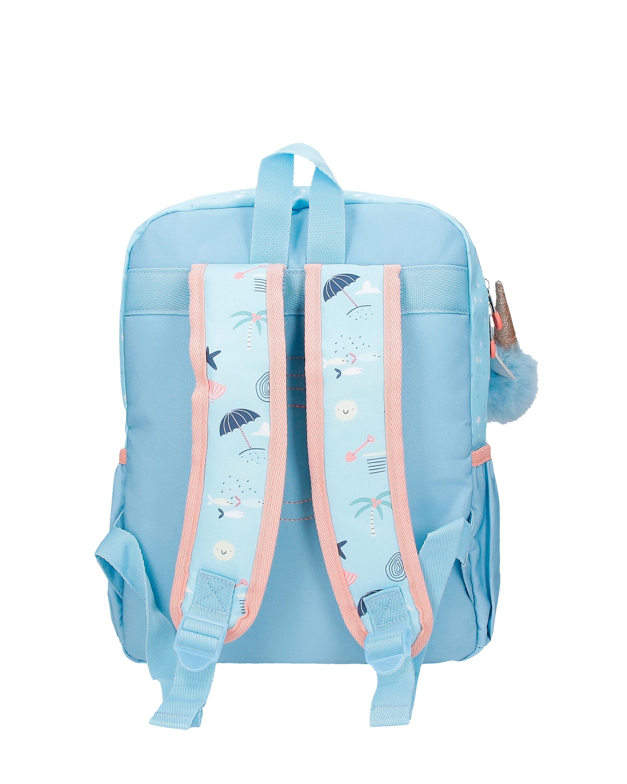 Mochila de Passeio Magic Summer de 32 Cm com Bolsos Frontais Azul-3