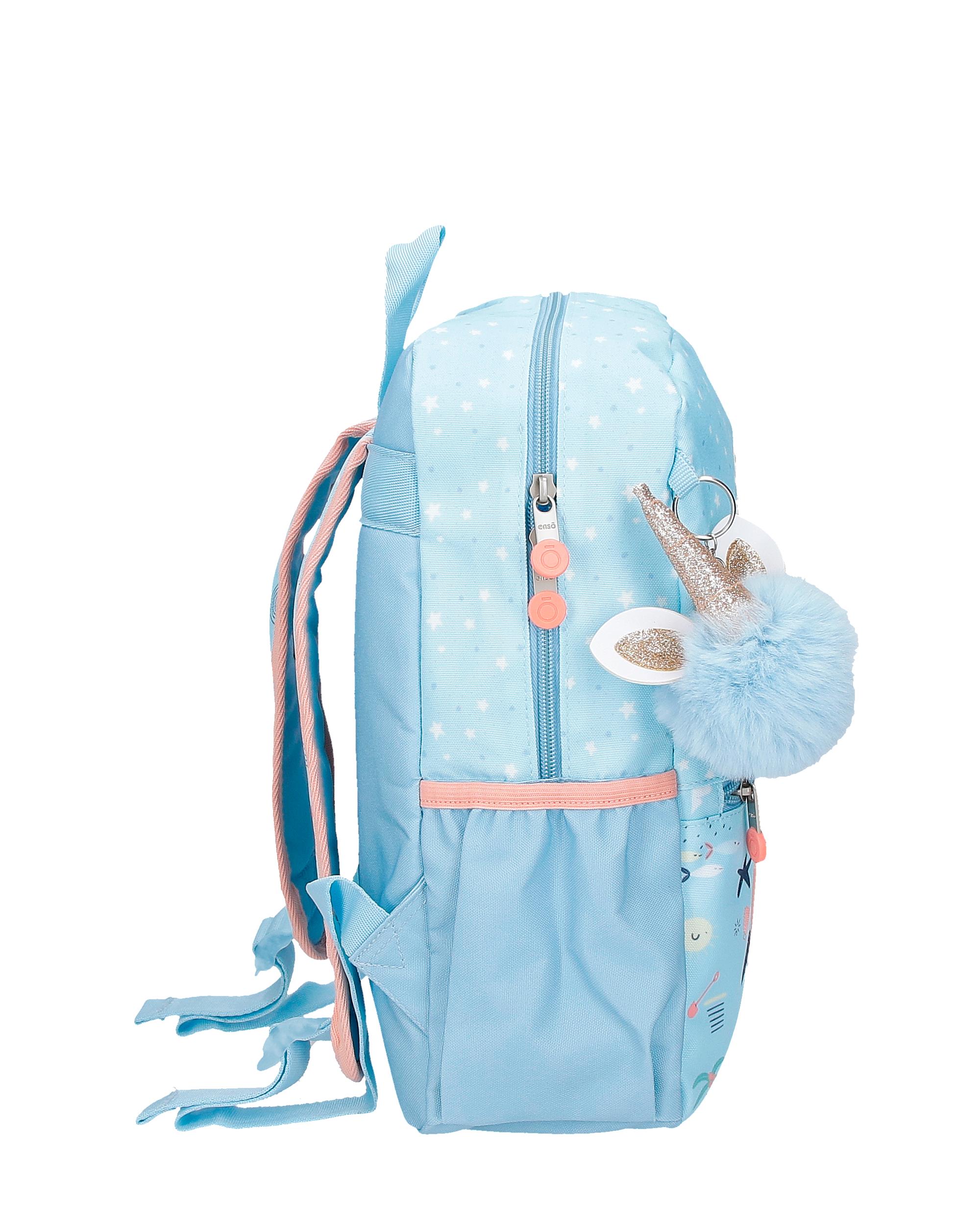 Mochila de Passeio Magic Summer de 32 Cm Adaptável com Bolsos Frontais Azul-2