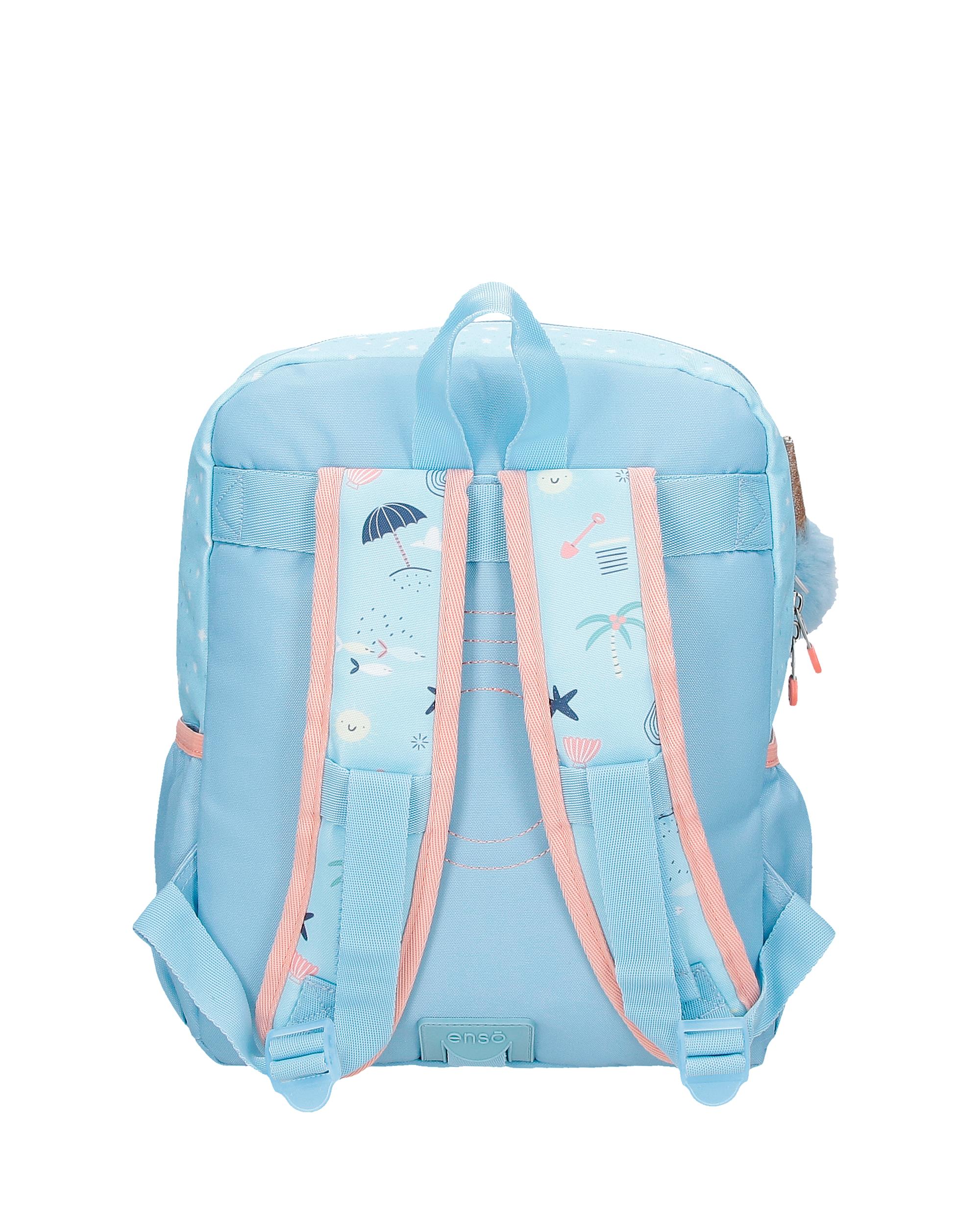 Mochila de Passeio Magic Summer de 32 Cm Adaptável com Bolsos Frontais Azul-3