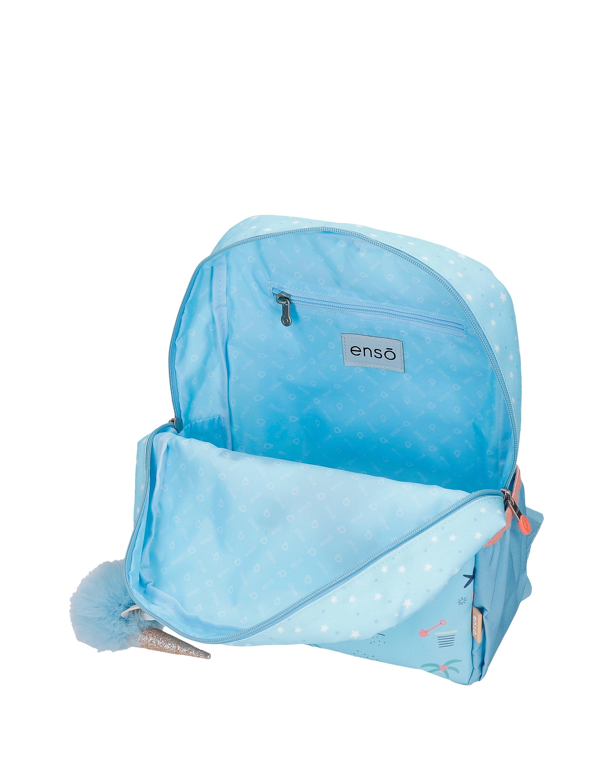Mochila de Passeio Magic Summer de 32 Cm Adaptável com Bolsos Frontais Azul-4