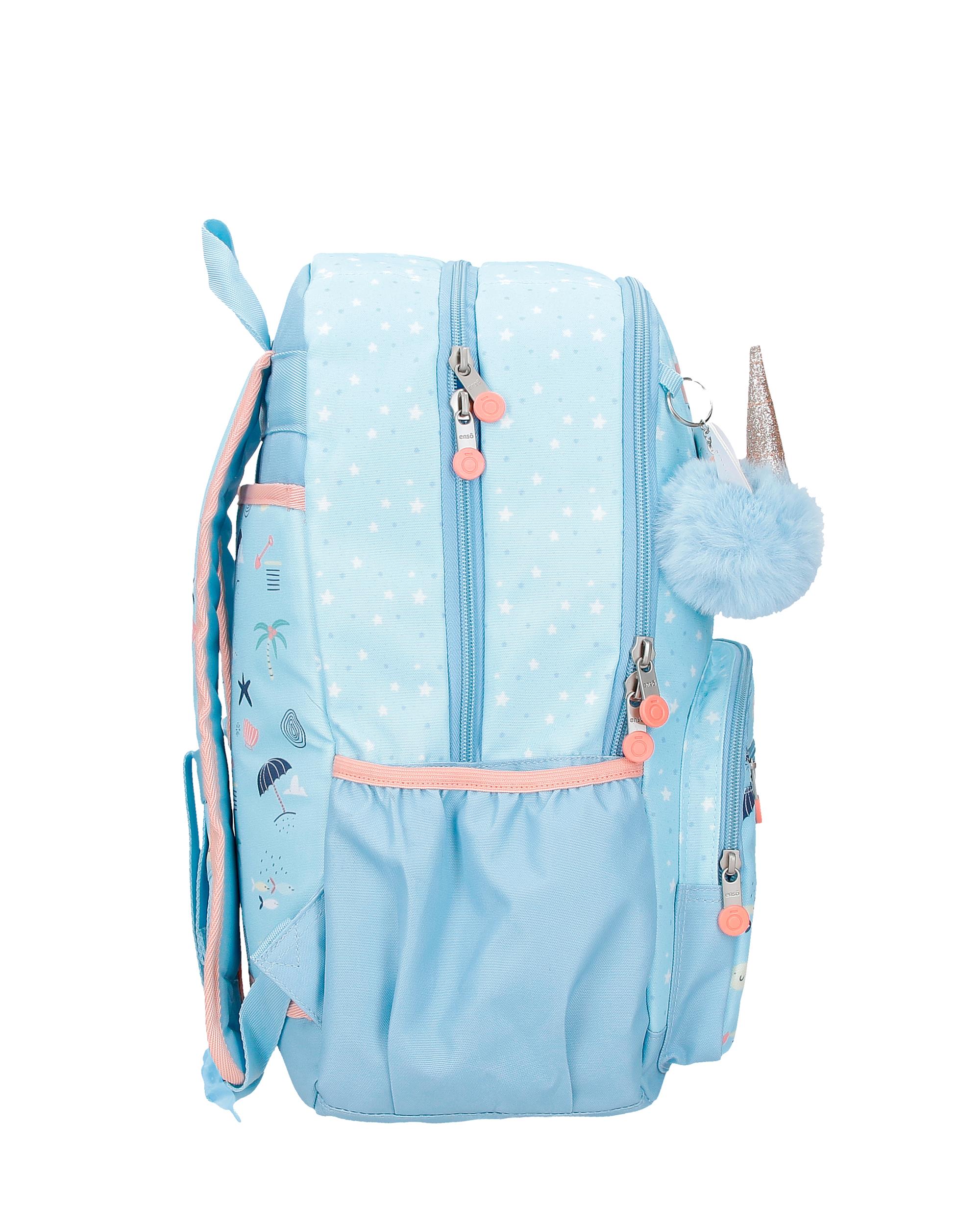 Mochila Magic Summer de 38 Cm com Duplo Compartimento Azul-2