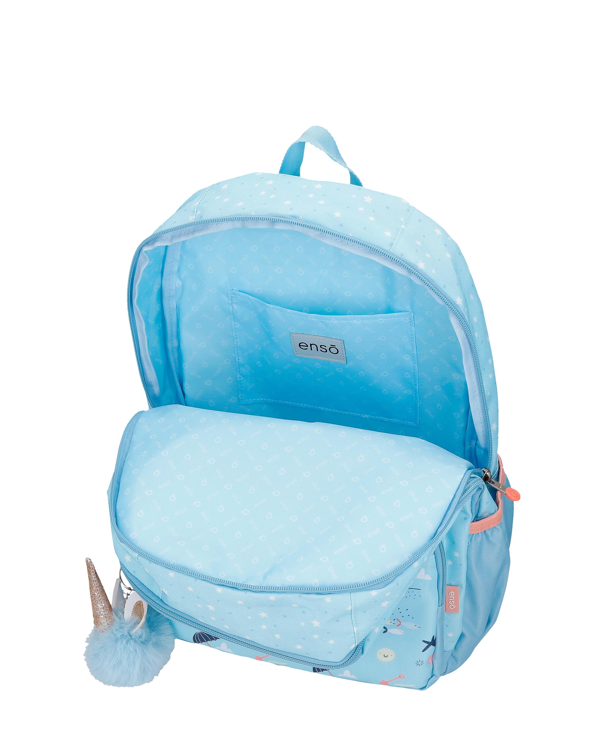 Mochila Magic Summer de 38 Cm com Duplo Compartimento Azul-4