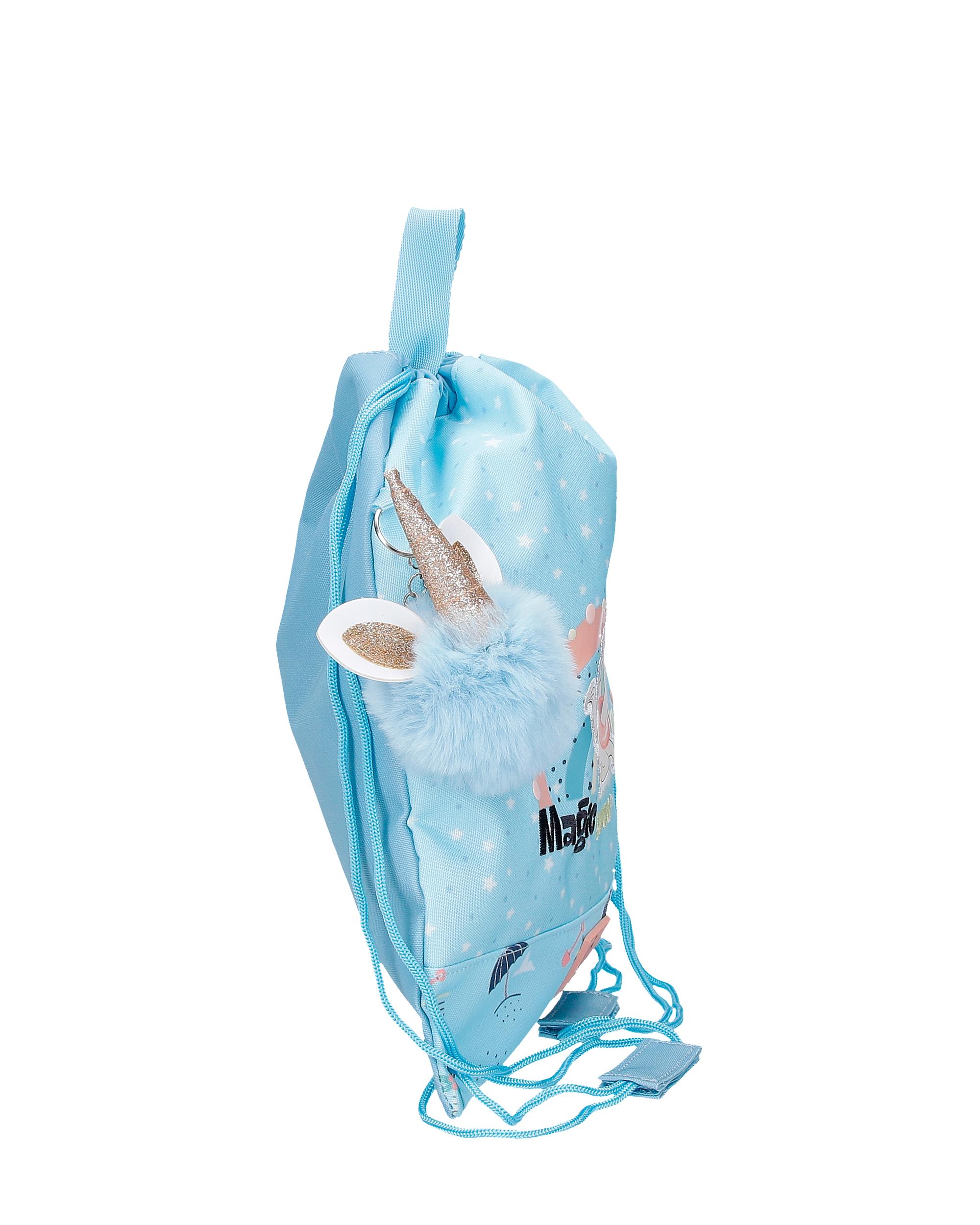 Mochila Saco Magic Summer com Fecho Frontal Azul-2