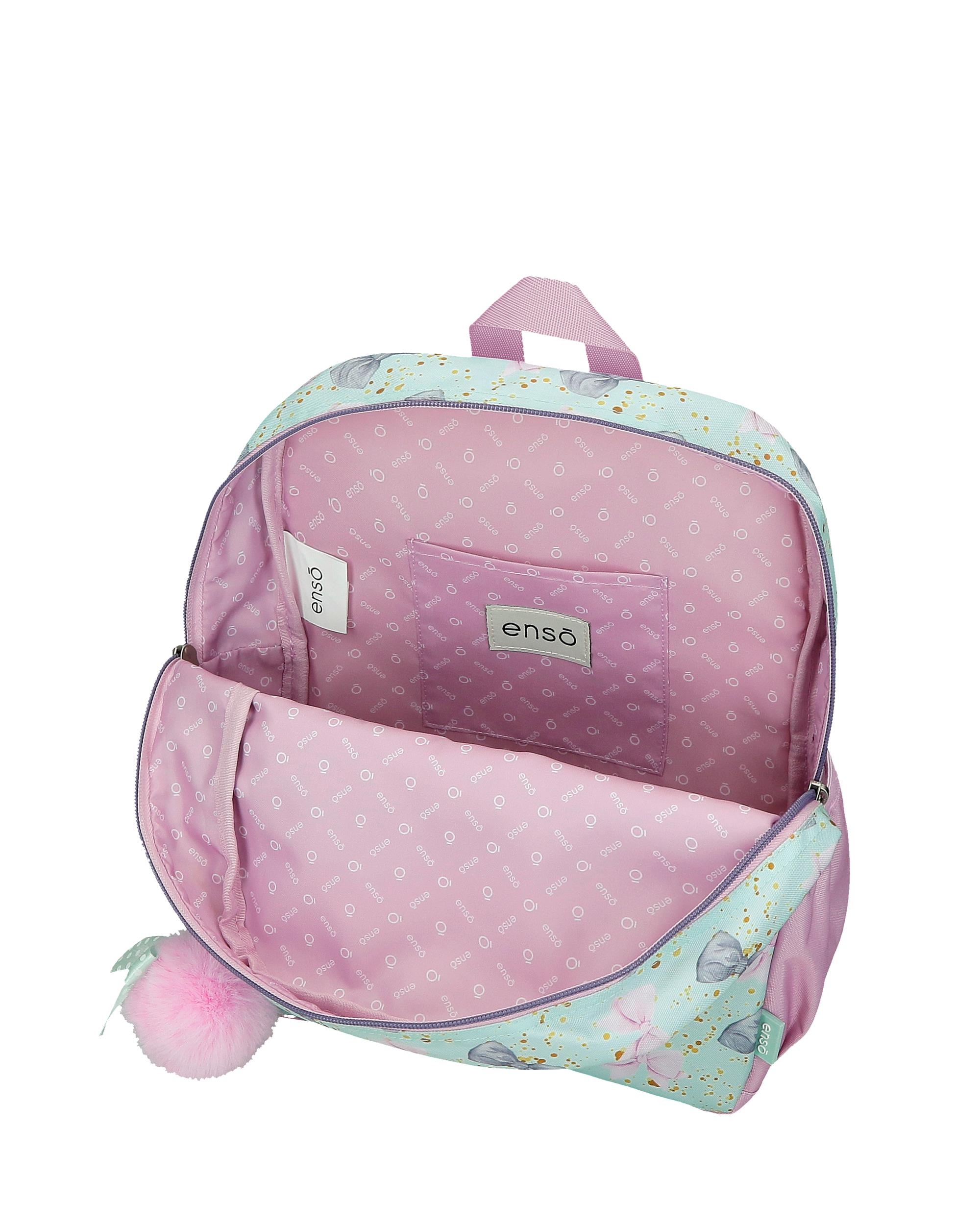 Mochila de Passeio Merci Amour de 32 Cm Adaptável com Bolsos Frontais Verde-4