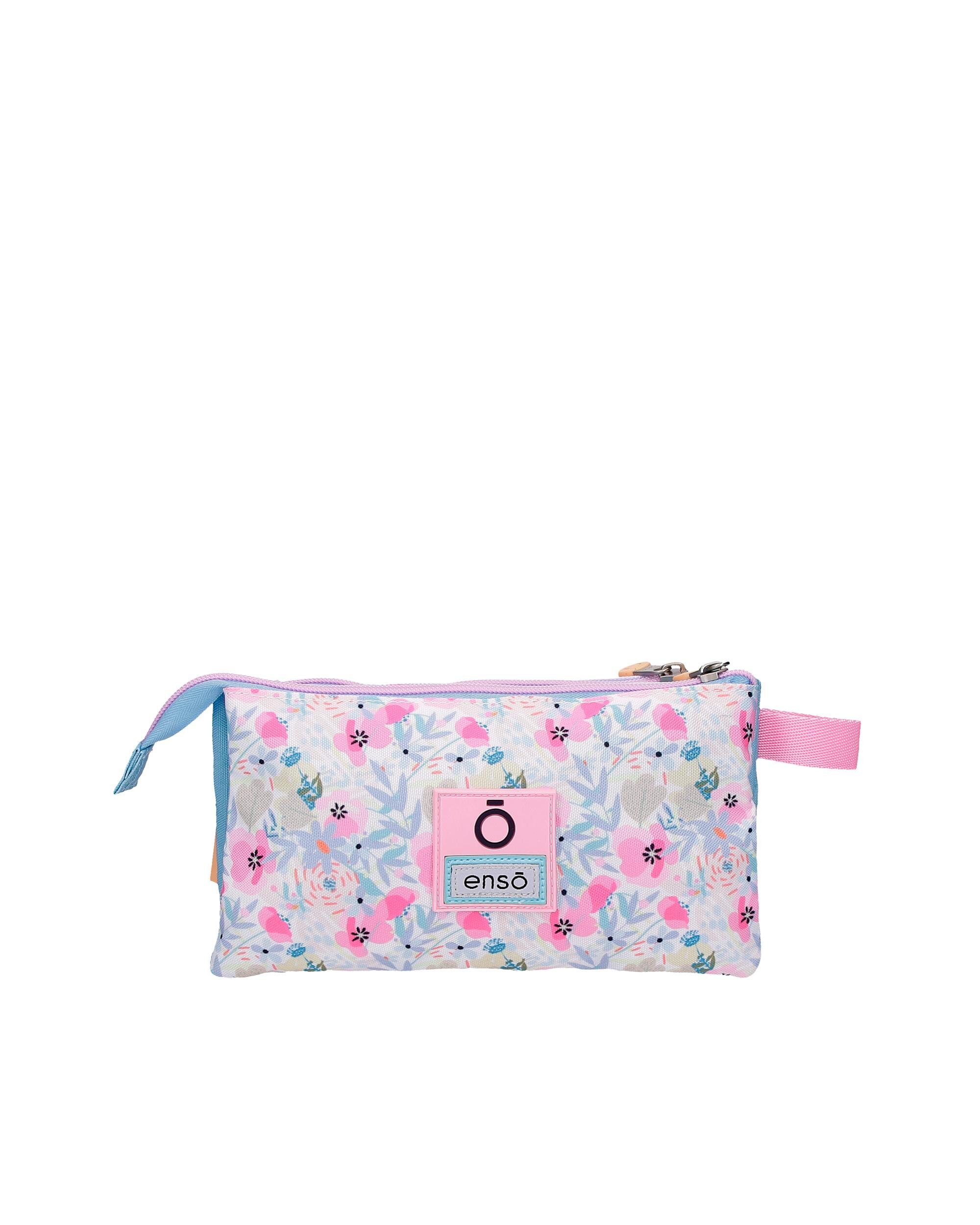 Estojo Full Of Flowers Três Compartimentos Rosa-3