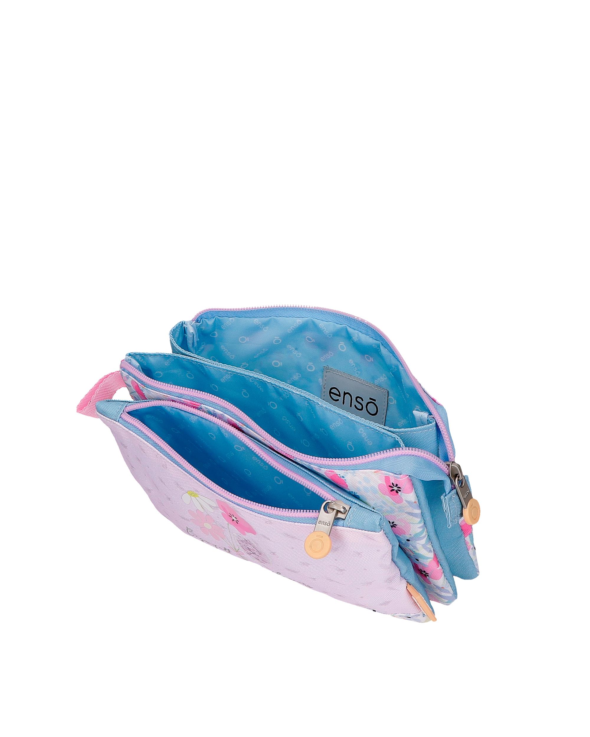 Estojo Full Of Flowers Três Compartimentos Rosa-4