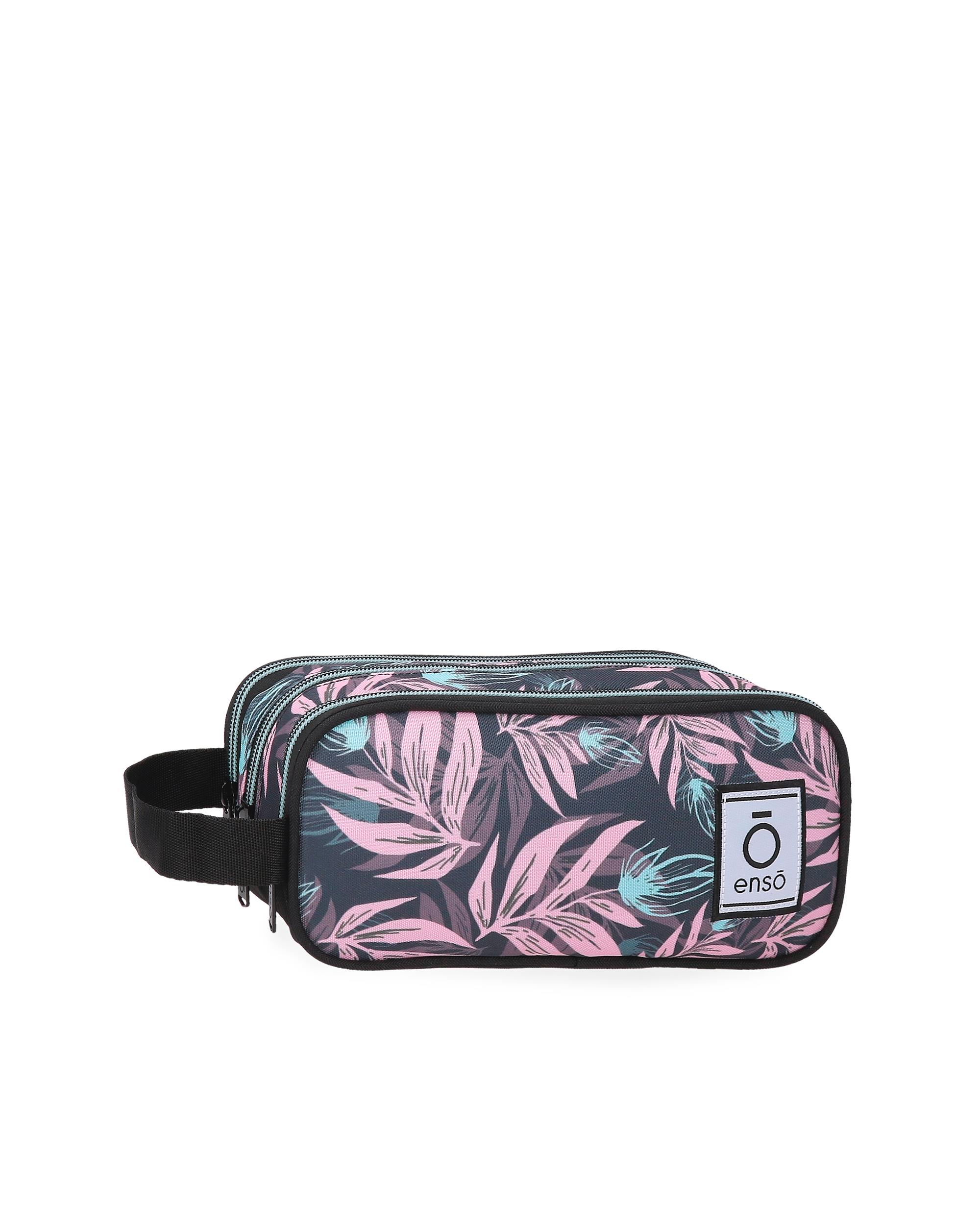 Estojo Três Compartimentos Enso Fleur Folhas Multicolor-1