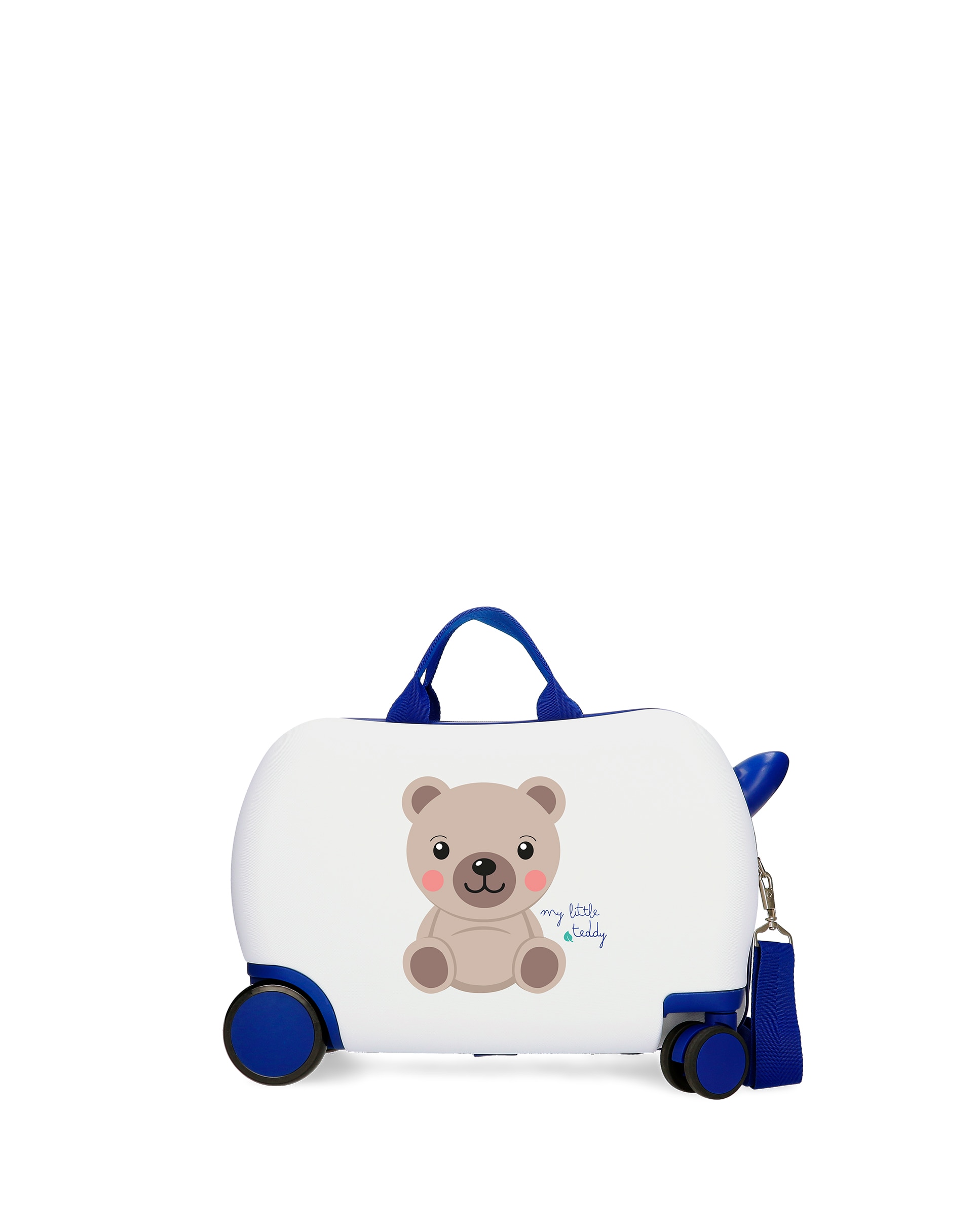 Mala Infantil 2 Rodas Multidirecionais Movom Happy Pets Little Teddy com Capacidade de 28l Branco / Azul-1