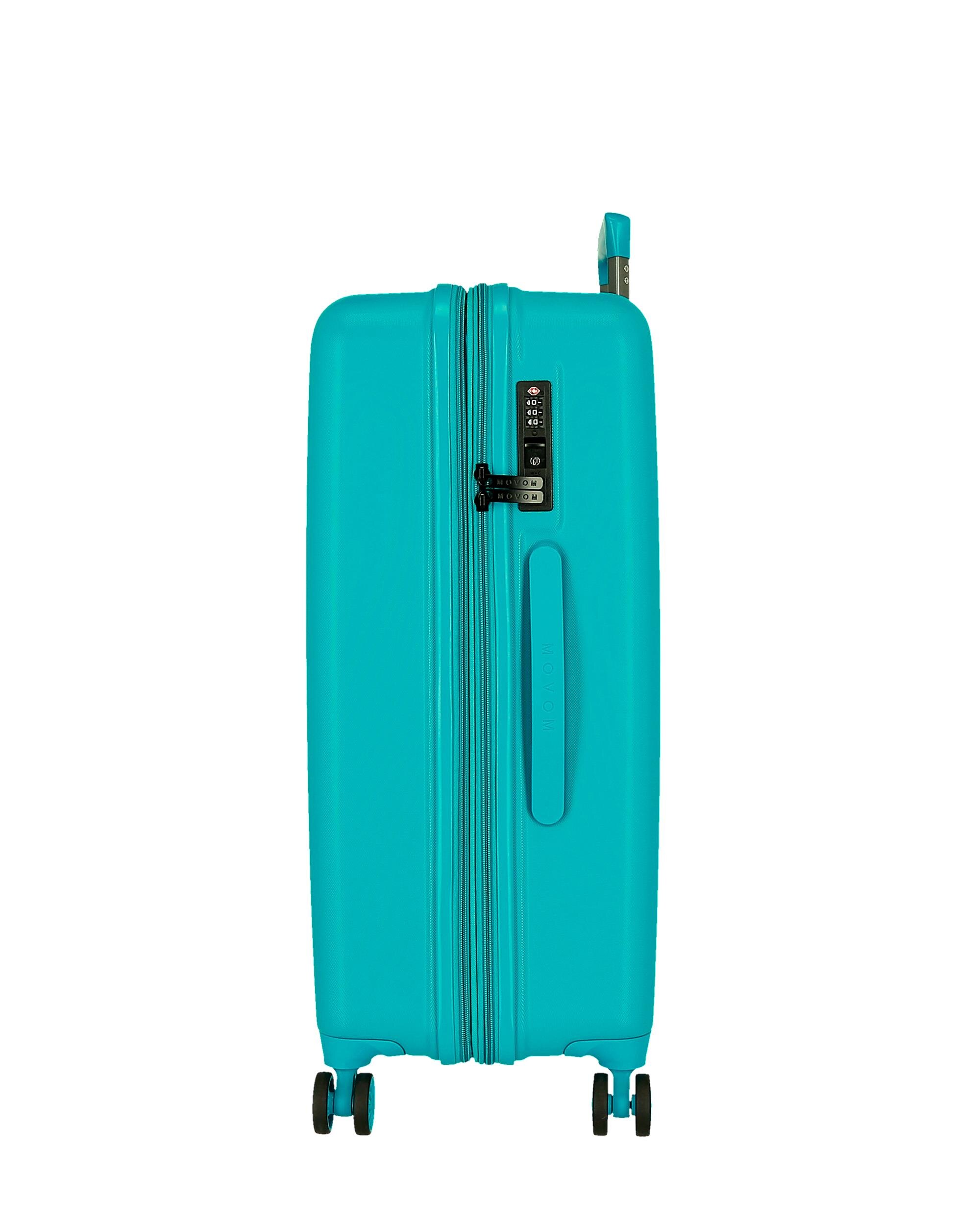 Conjunto de Malas (cabine, Média e Grande) Wood Rígidas com Capacidade de 217l Turquesa-2