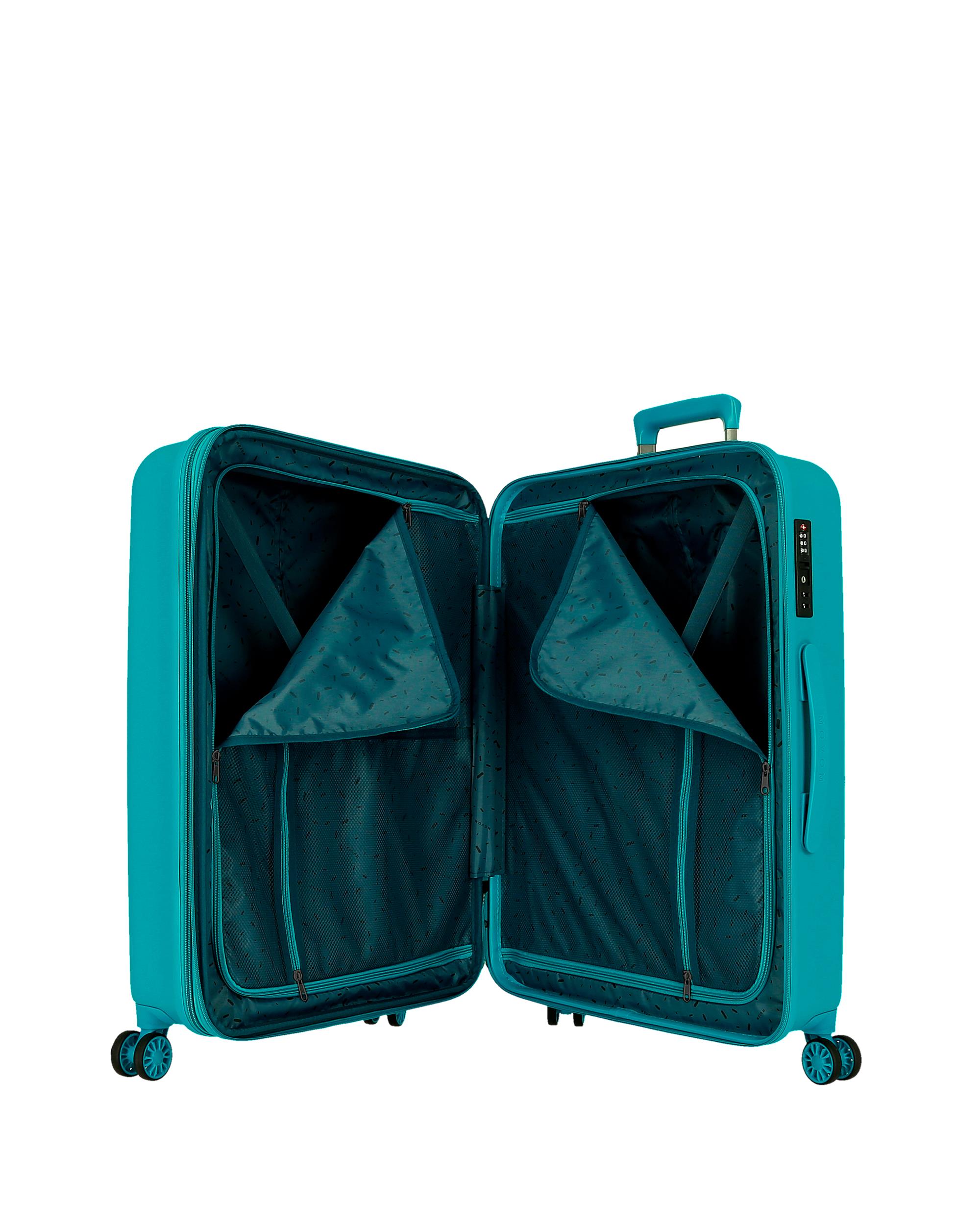 Conjunto de Malas (cabine, Média e Grande) Wood Rígidas com Capacidade de 217l Turquesa-5