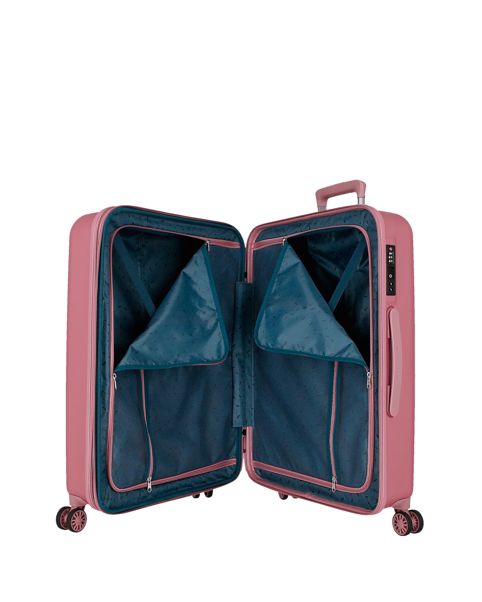 Mala Grande 78 Cm Expansível Movom Wood Abs com Capacidade de 108l Prateado Rosa-5