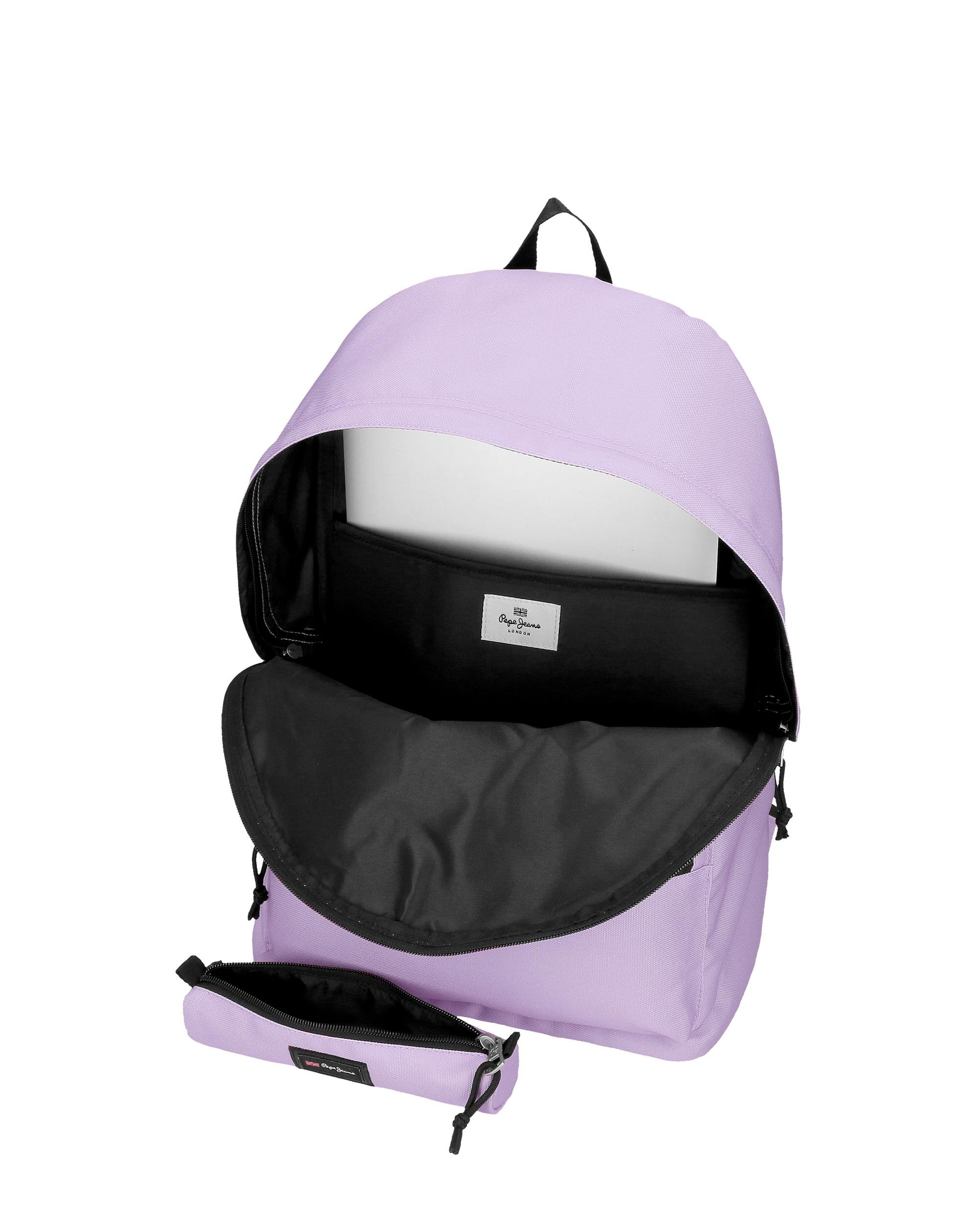 Mochila Portaordenador + Estojo Escolar Pepe Jeans Aris Colorful Lilás-5