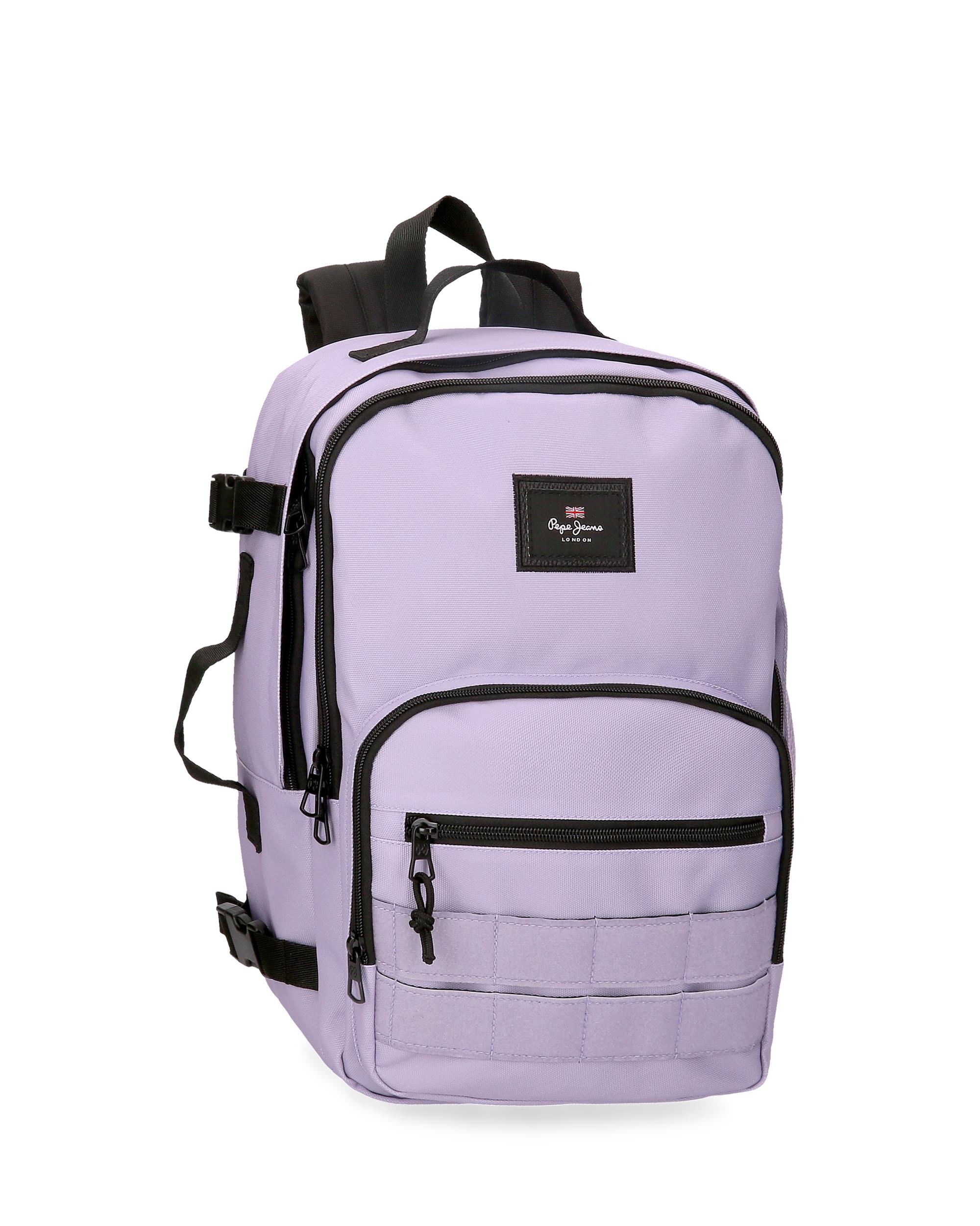 Mochila de Viagem Apta para Cabine 40cm Pepe Jeans Aris Colorful de Dois Compartimentos Roxo-1