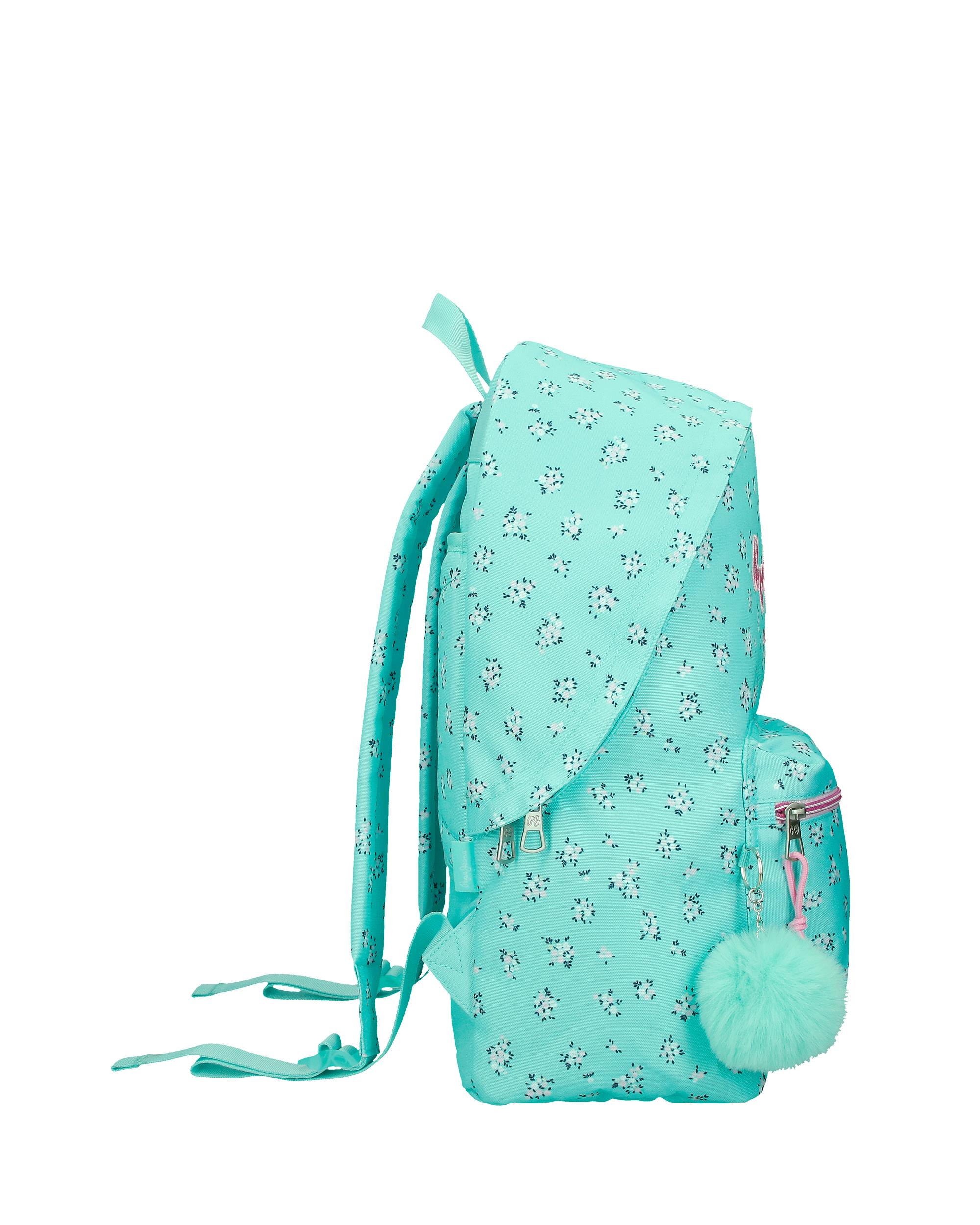 Mochila Escolar Pepe Jeans Nora 44cm com Pompom Decorativo Azul-2