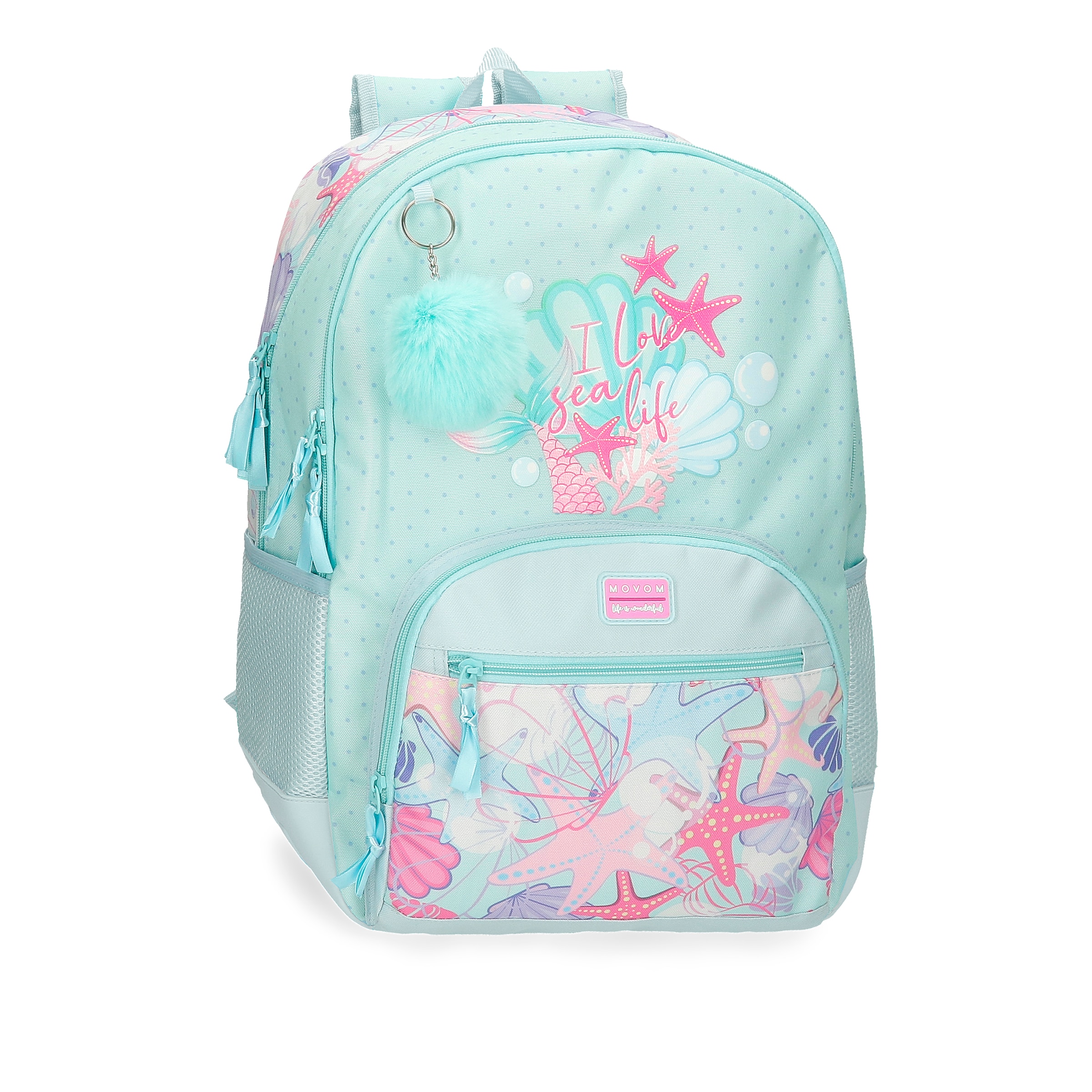 Imagem 0 de Mochila Escolar Movom I Love Sea Life 44cm Dois Compartimentos e Bolsos Laterais