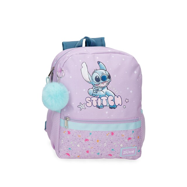 Imagem 0 de Mochila Escolar Lovely Stitch 33cm com Bolsos Laterais e Pompom Decorativo