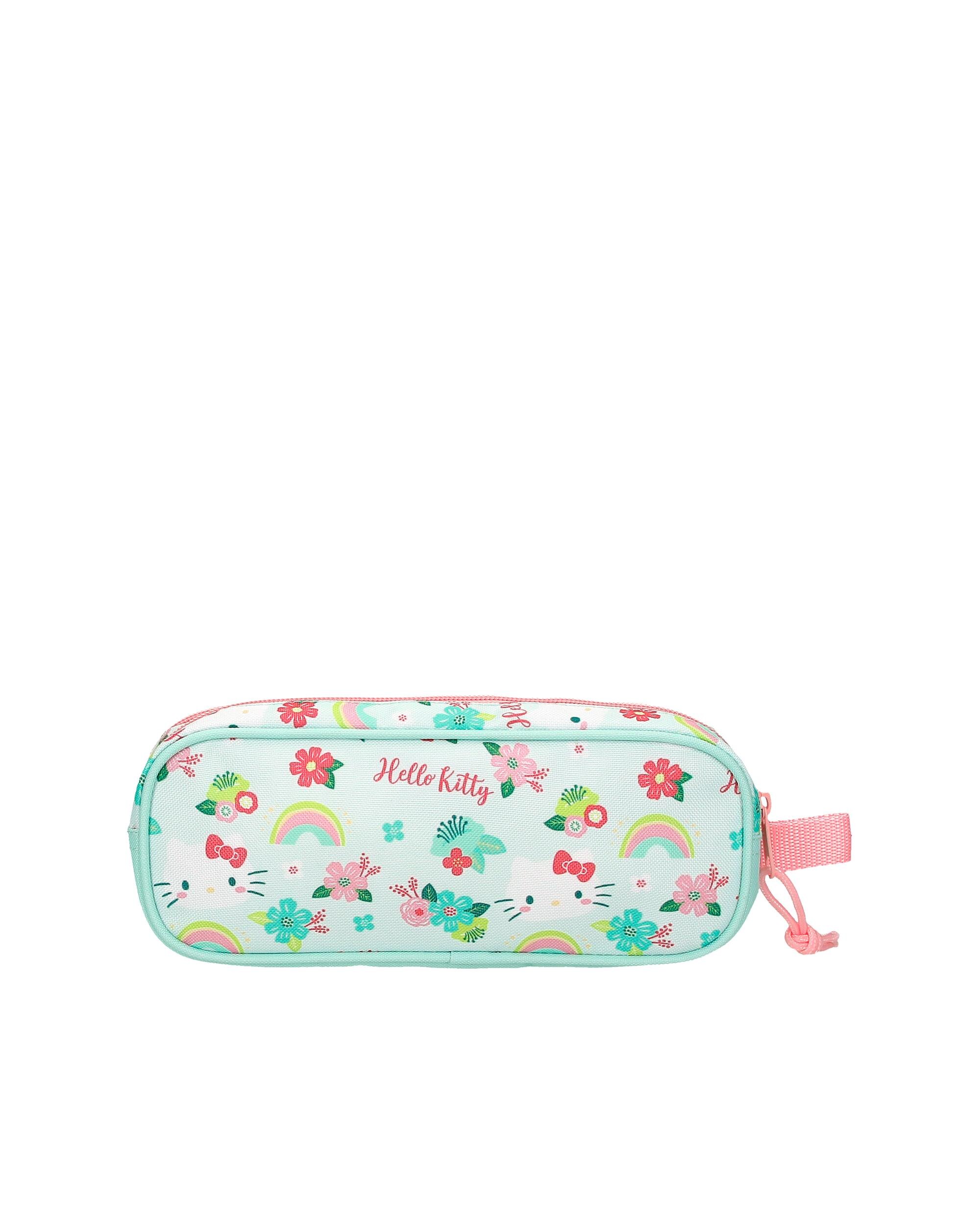 Estojo Dois Compartimentos Hello Kitty Floral Kitty Verde-3