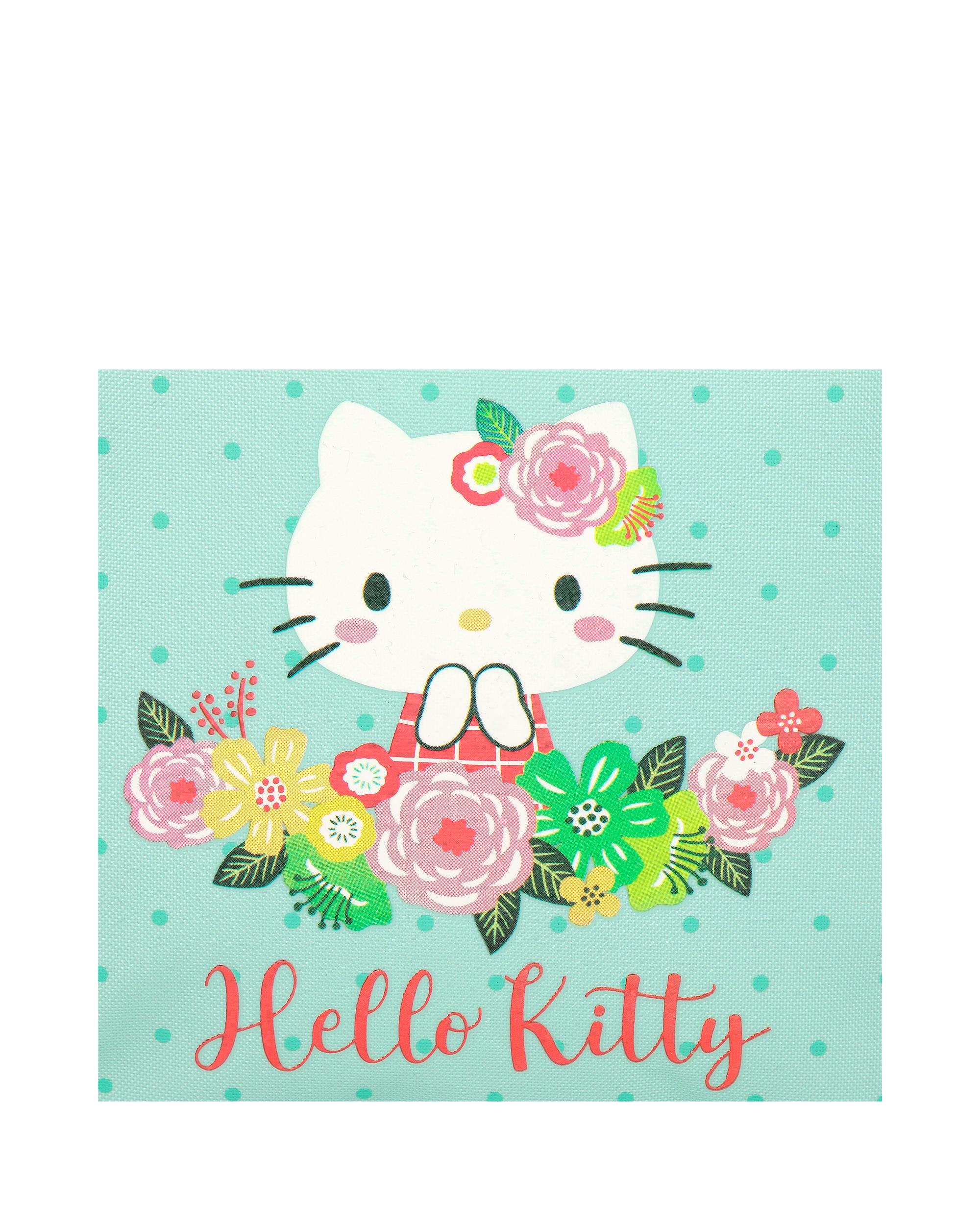 Estojo Dois Compartimentos Hello Kitty Floral Kitty Verde-5