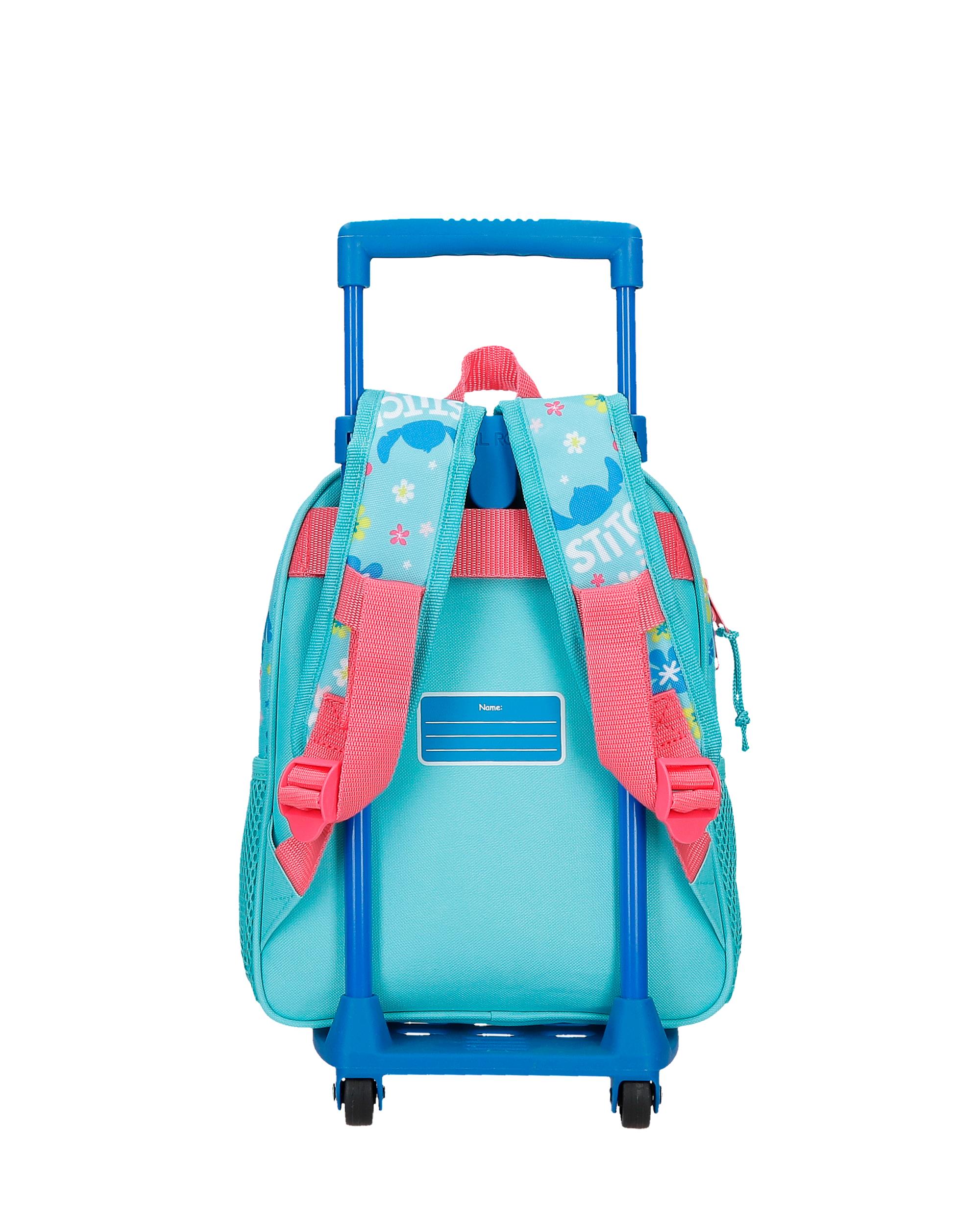 Mochila Aloha Stitch 28cm com Carrinho Azul-3