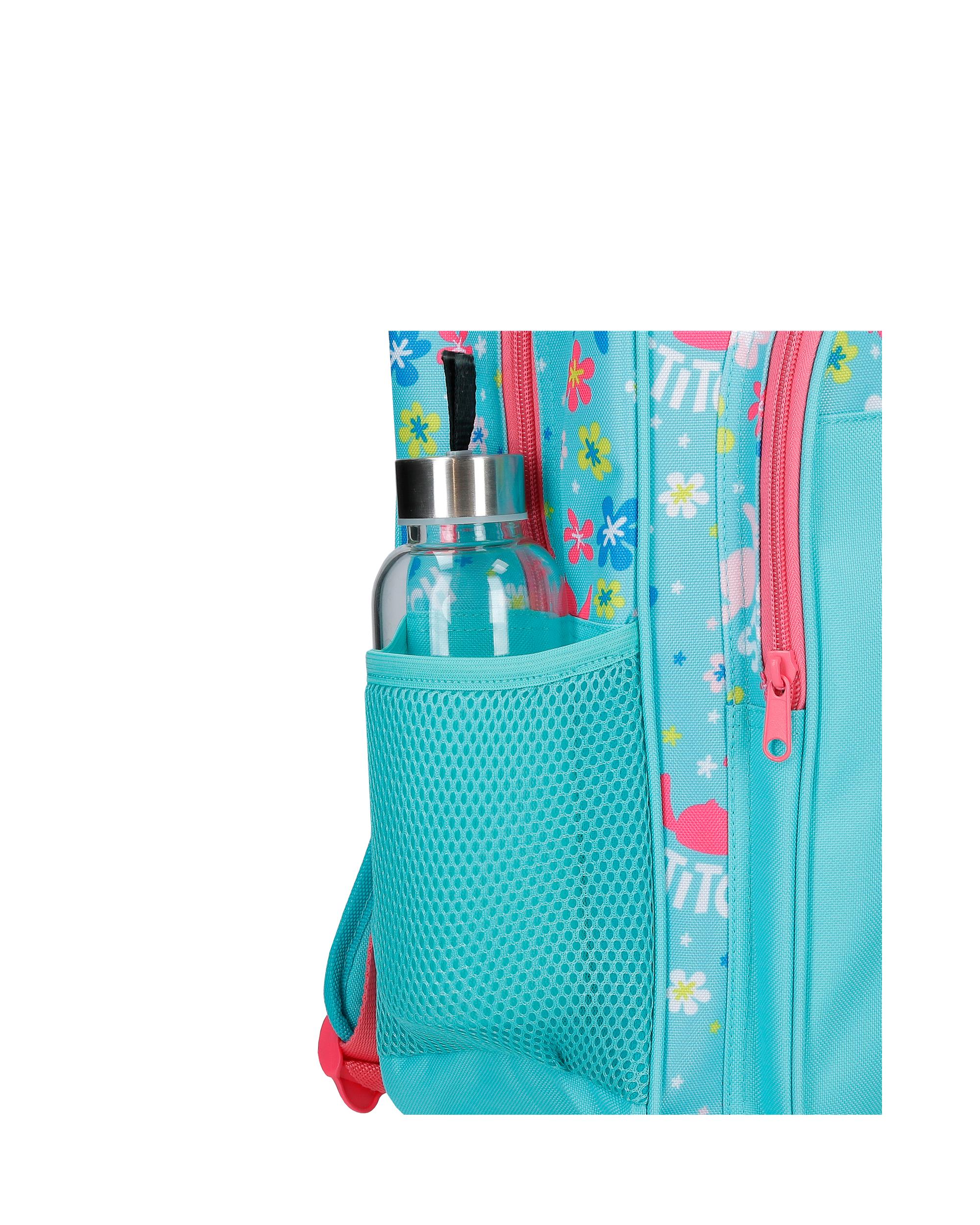 Mochila Aloha Stitch 28cm com Carrinho Azul-6