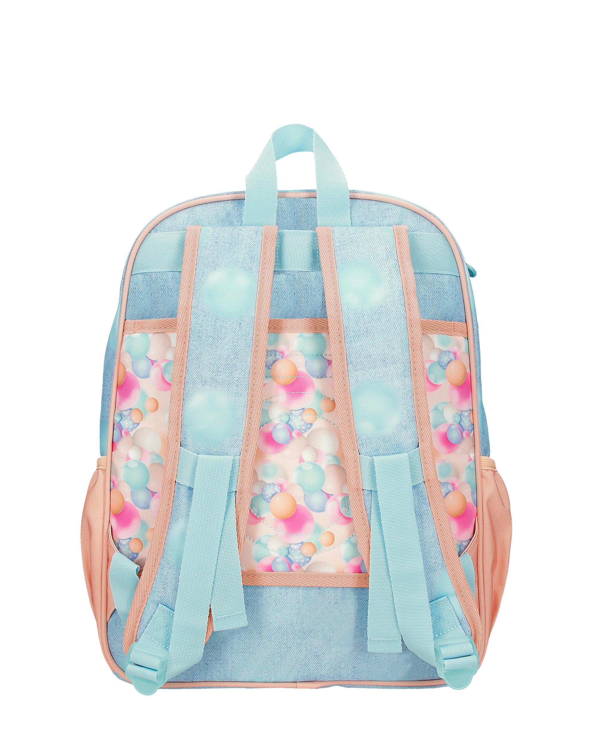 Mochila Escolar Enso Bubbles de 38cm com Bolsos Laterais Multicolor-3