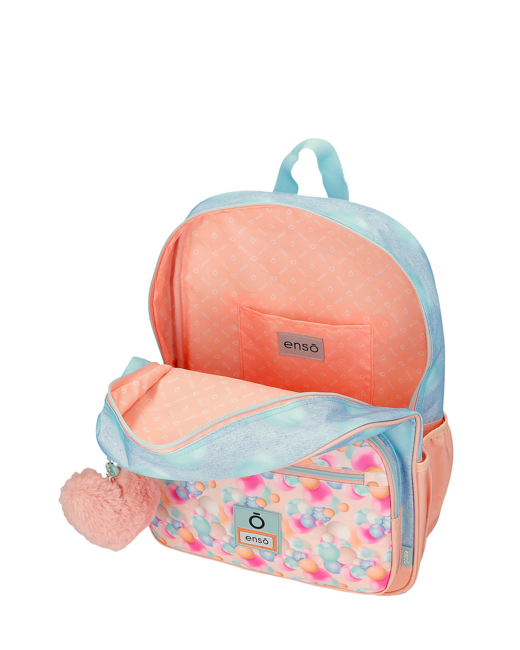 Mochila Escolar Enso Bubbles de 38cm com Bolsos Laterais Multicolor-4
