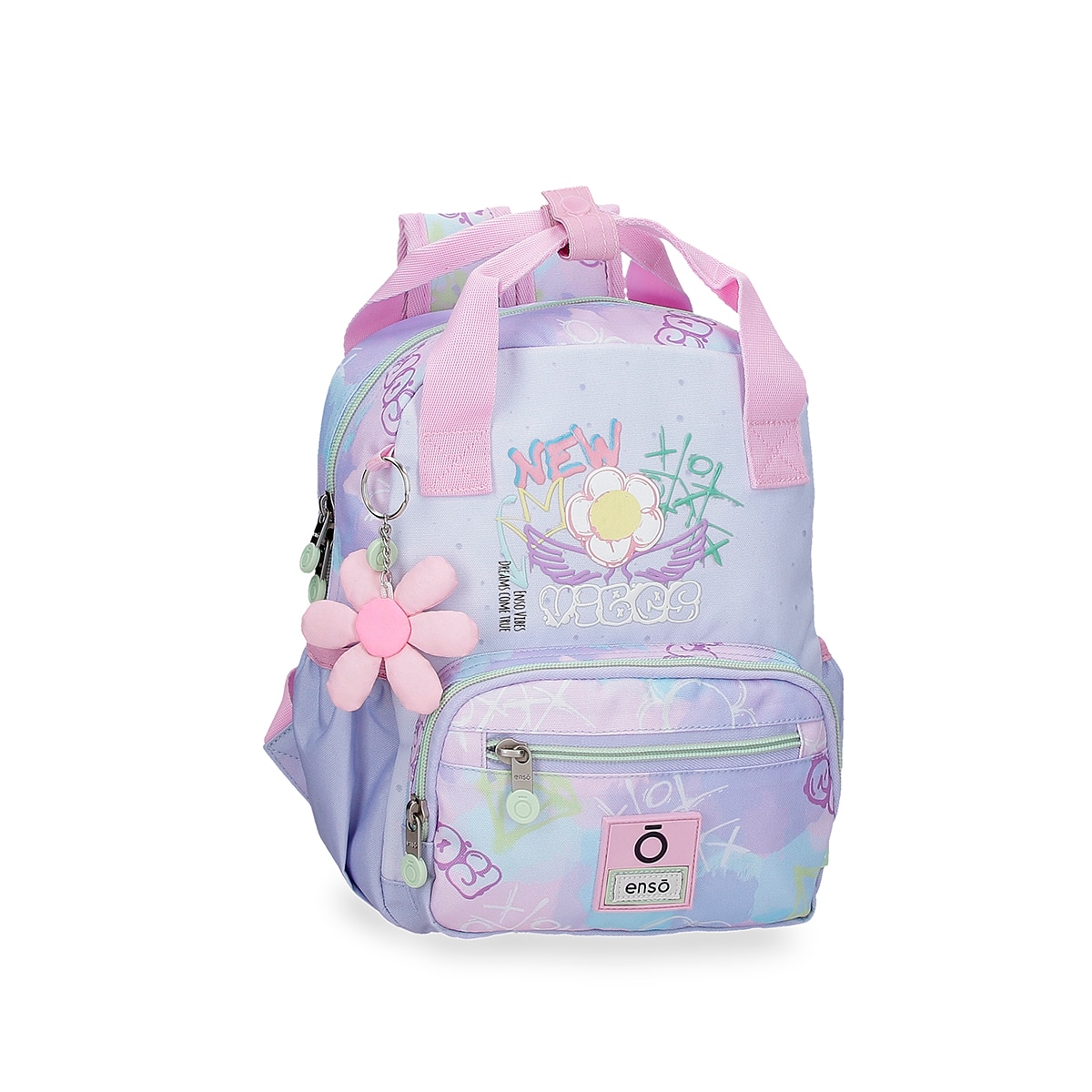 Mochila Escolar Enso New Vibes de 28cm Adaptável a Carro com Alça Superior Rosa-1