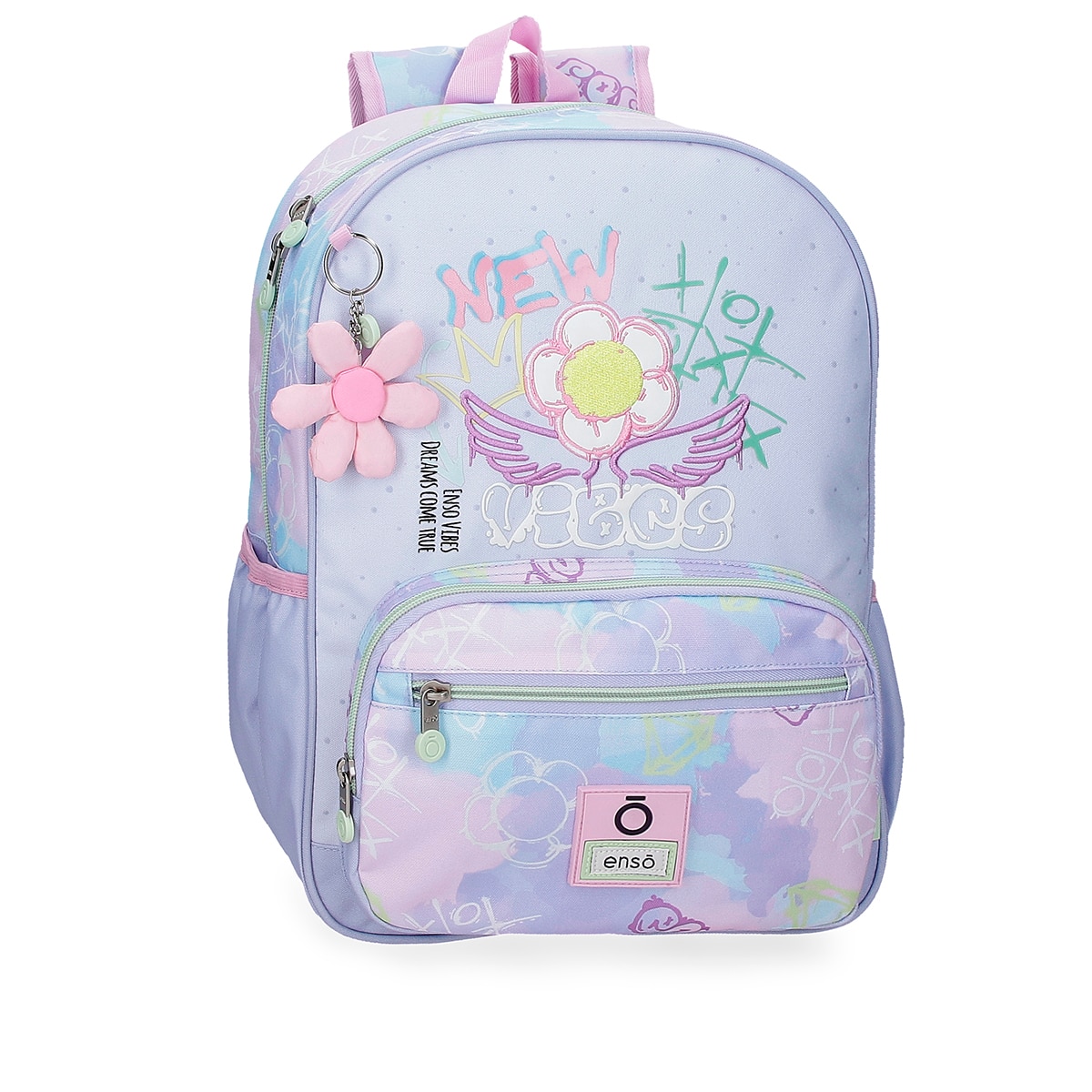 Mochila Escolar Enso New Vibes de 38cm com Bolsos Laterais Rosa-1