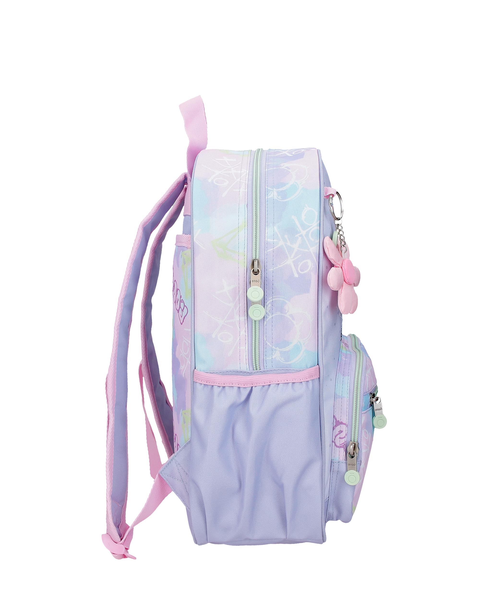 Mochila Escolar Enso New Vibes de 38cm com Bolsos Laterais Rosa-2