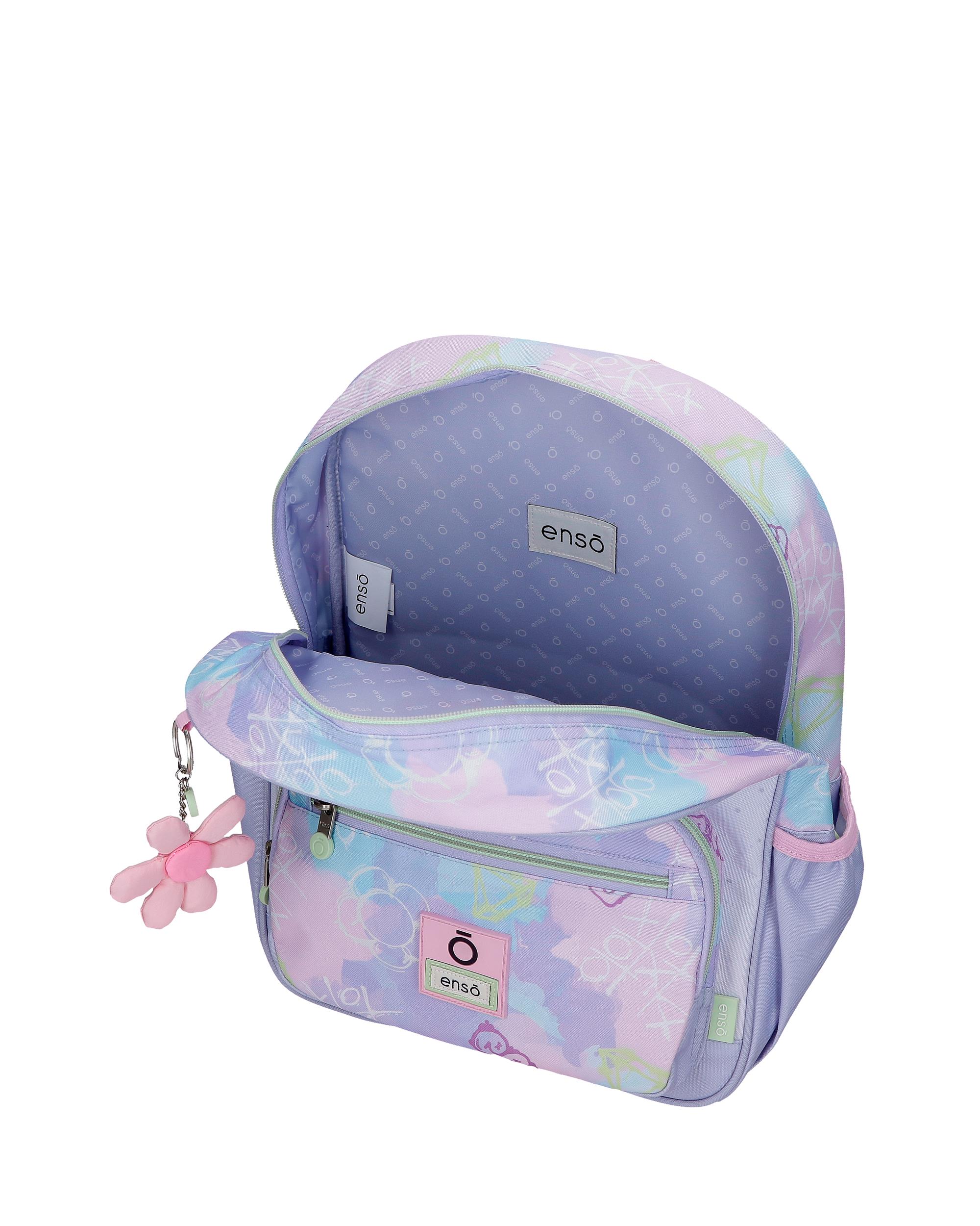 Mochila Escolar Enso New Vibes de 38cm com Bolsos Laterais Rosa-4