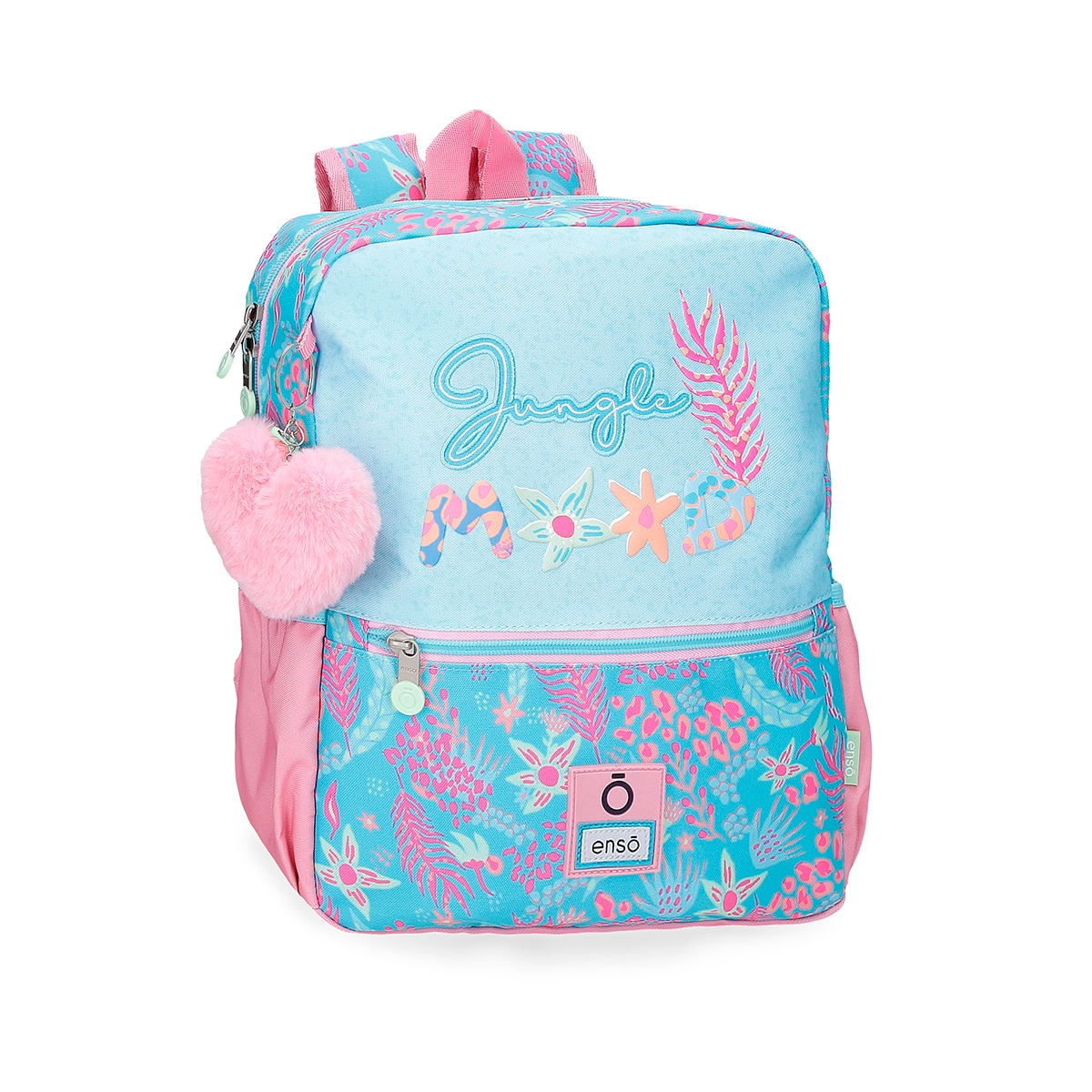 Mochila Escolar Enso Jungle Mood de 32cm com Bolsos Frontais Azul-1