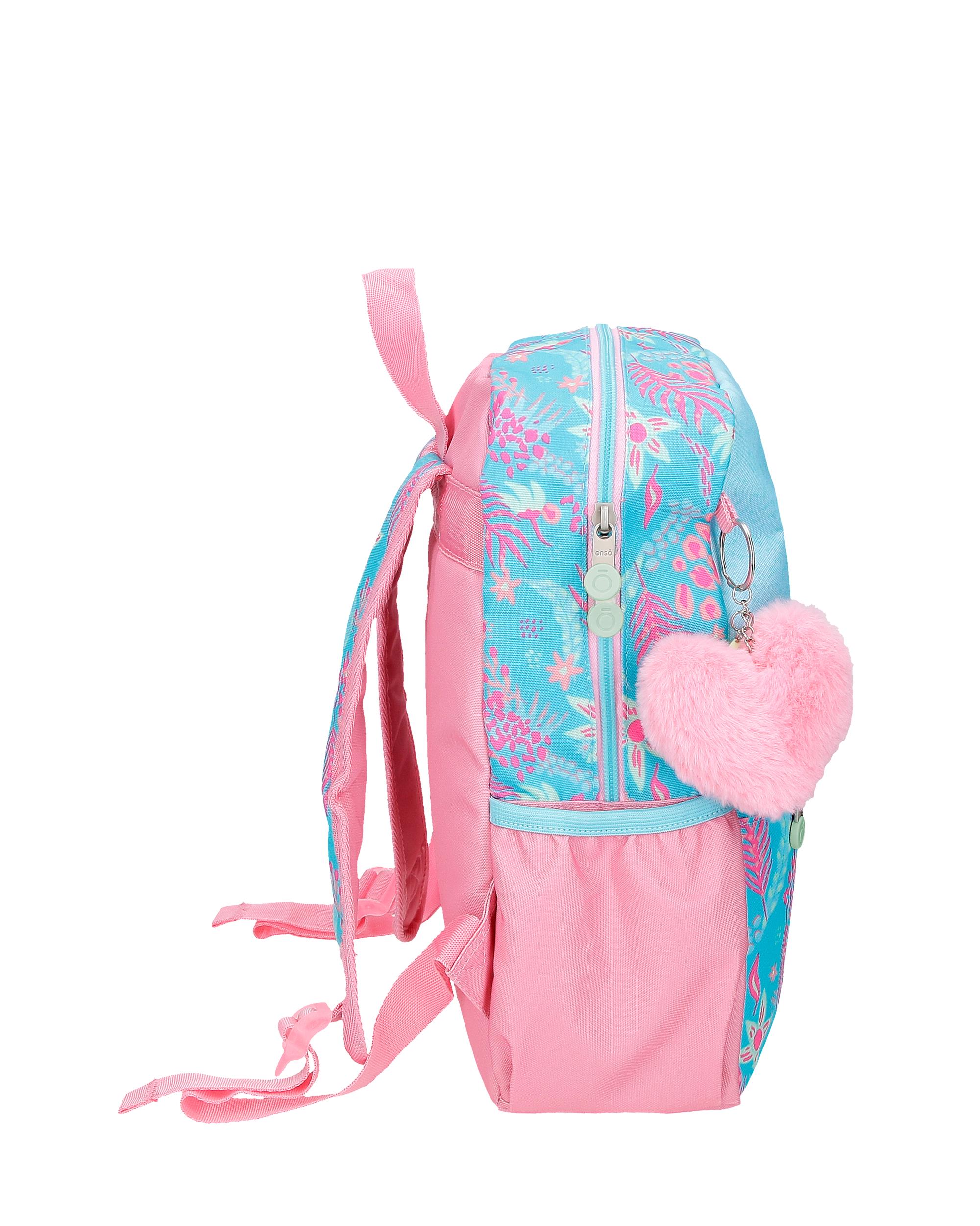 Mochila Escolar Enso Jungle Mood de 32cm Adaptável com Bolsos Frontais Azul-2
