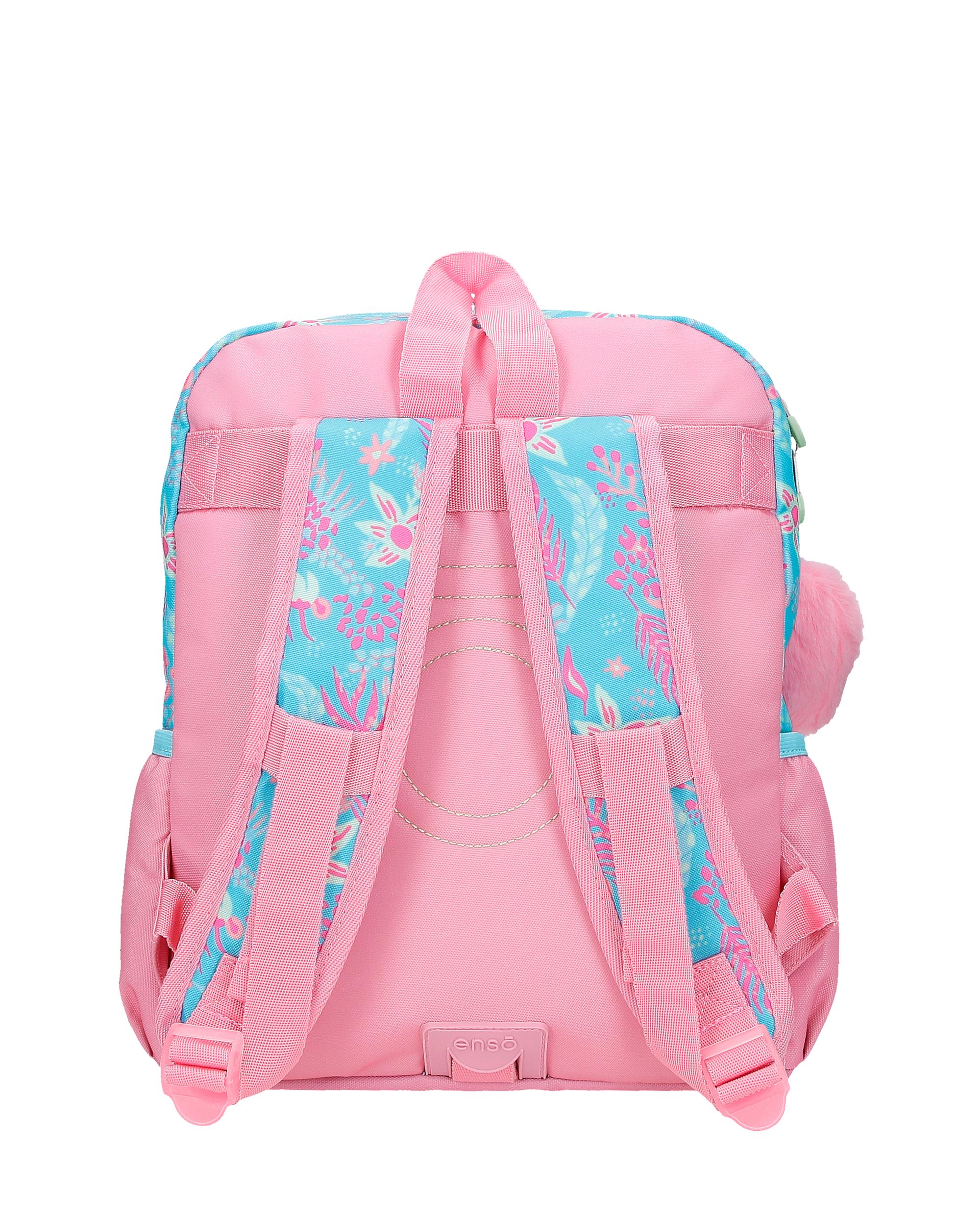 Mochila Escolar Enso Jungle Mood de 32cm Adaptável com Bolsos Frontais Azul-3