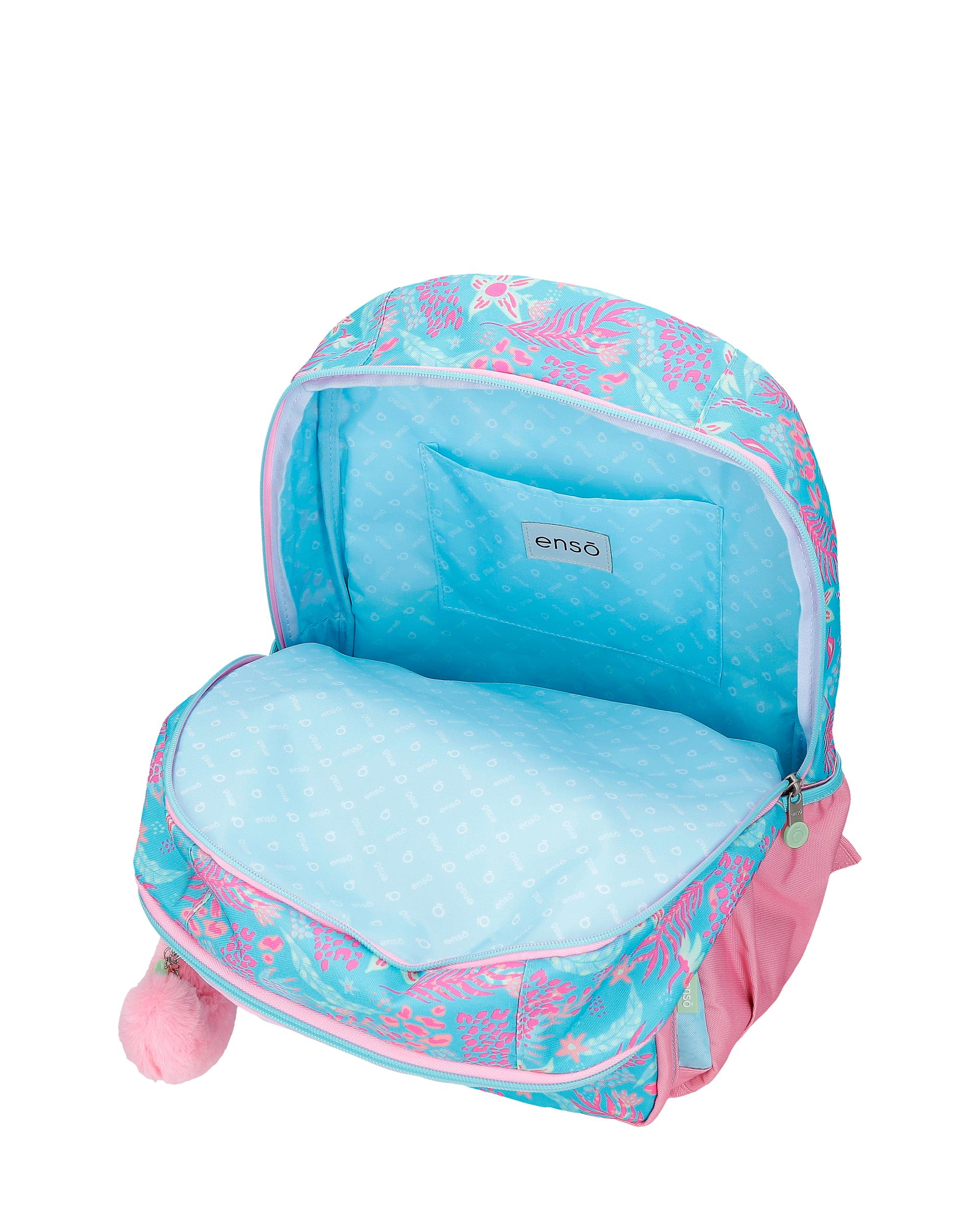 Mochila Escolar Enso Jungle Mood de 44cm com Dois Compartimentos Azul-4