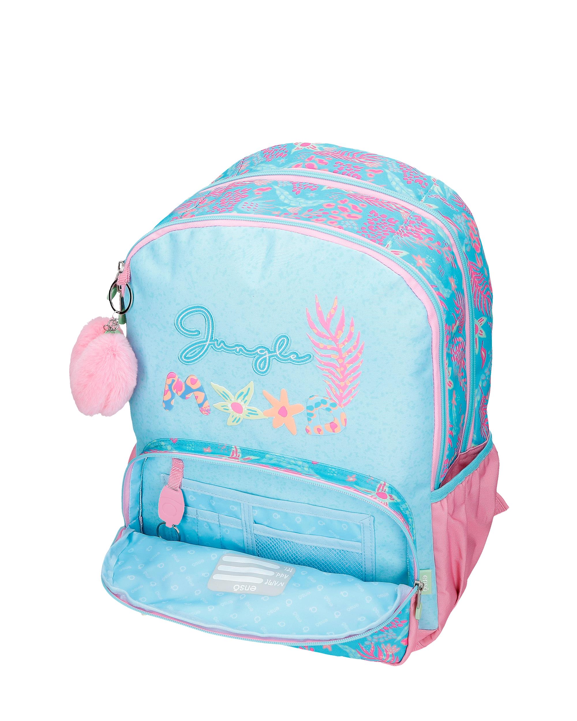 Mochila Escolar Enso Jungle Mood de 44cm com Dois Compartimentos Azul-5