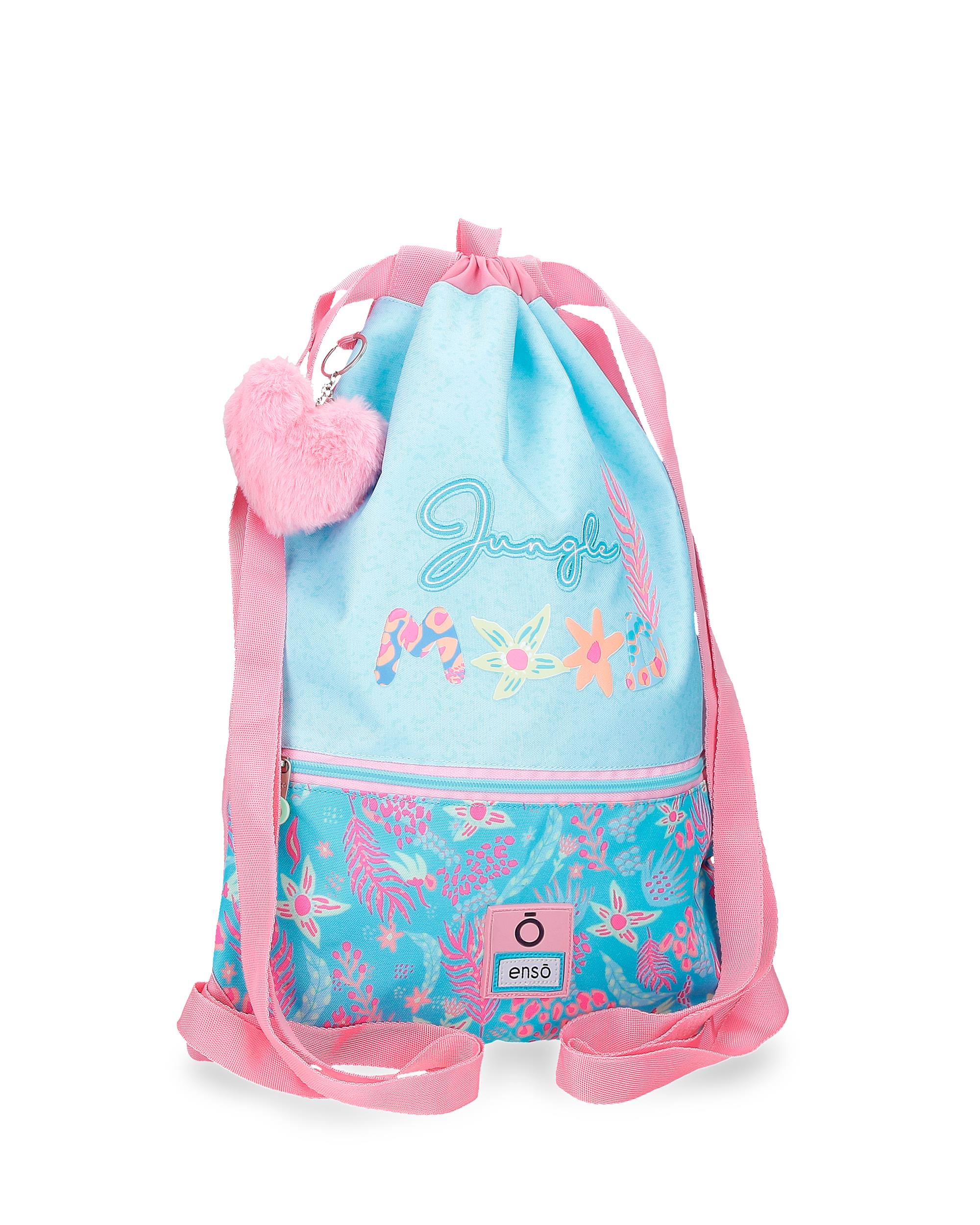 Mochila Saco Enso Jungle Mood com Fecho Zip Frontal Azul-1