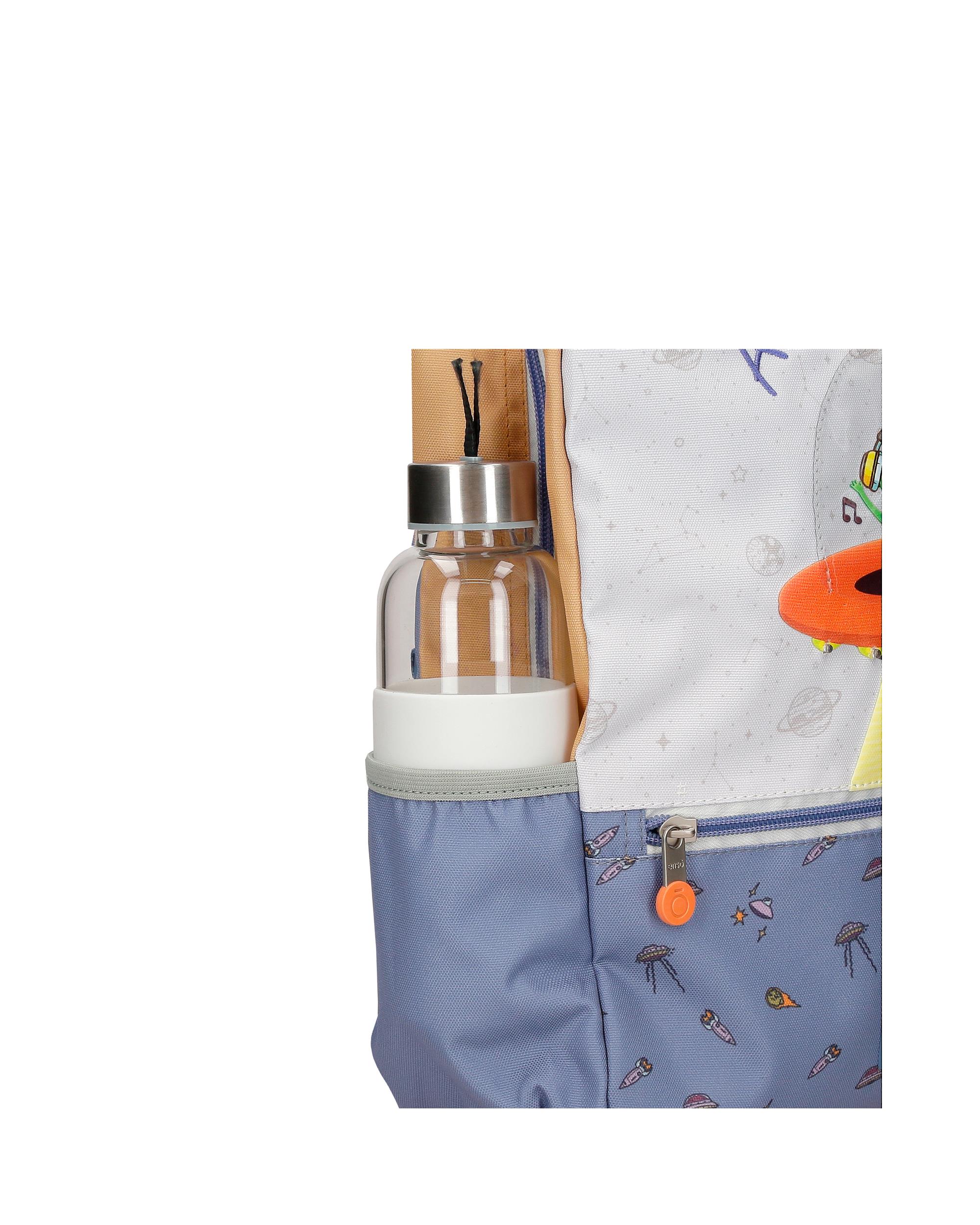 Mochila Escolar Enso Alien Space 33cm com Bolsos Laterais Bege / Castanho-6