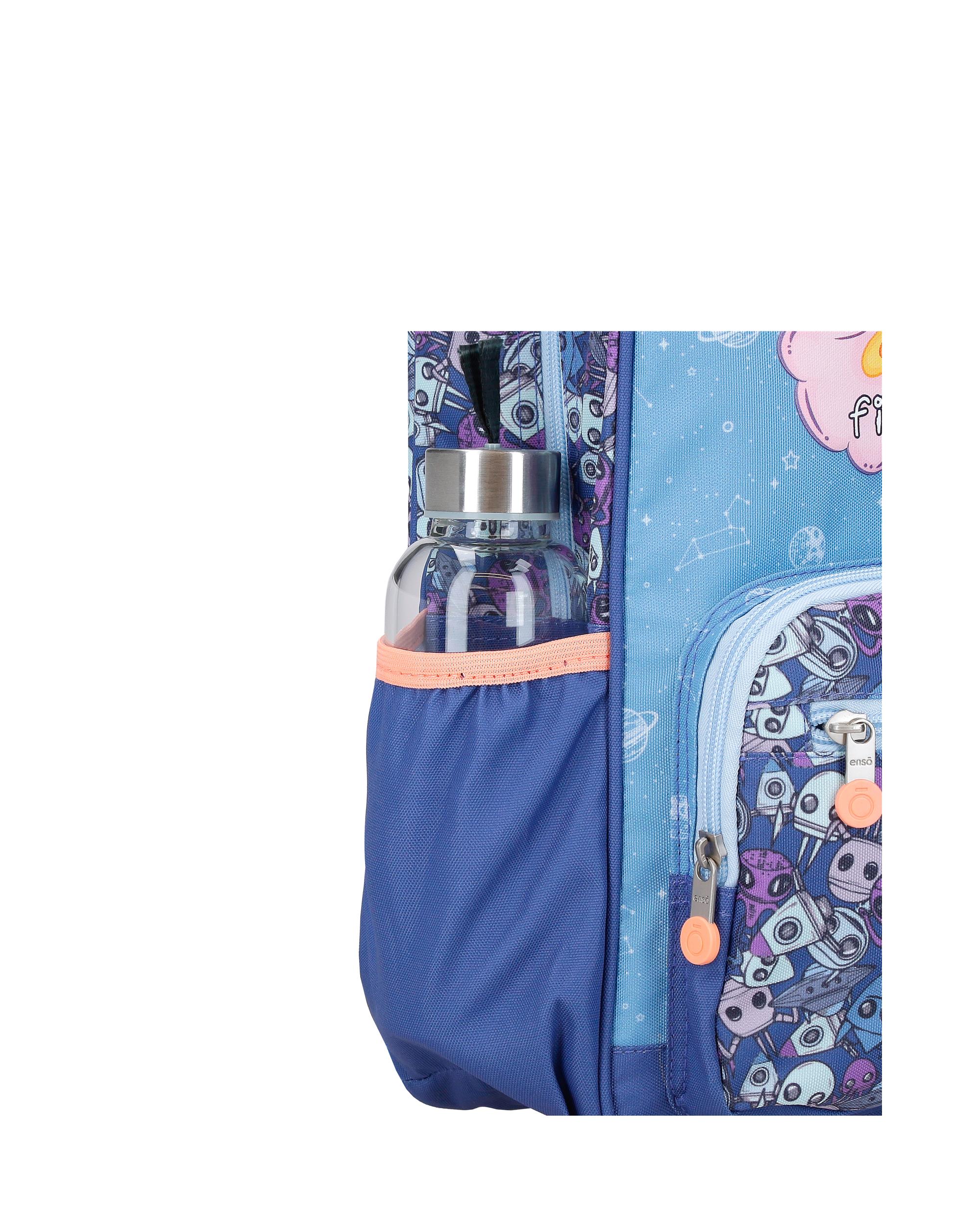 Mochila Escolar Enso New Friends de 33cm Adaptável com Bolsos Frontais Azul-6